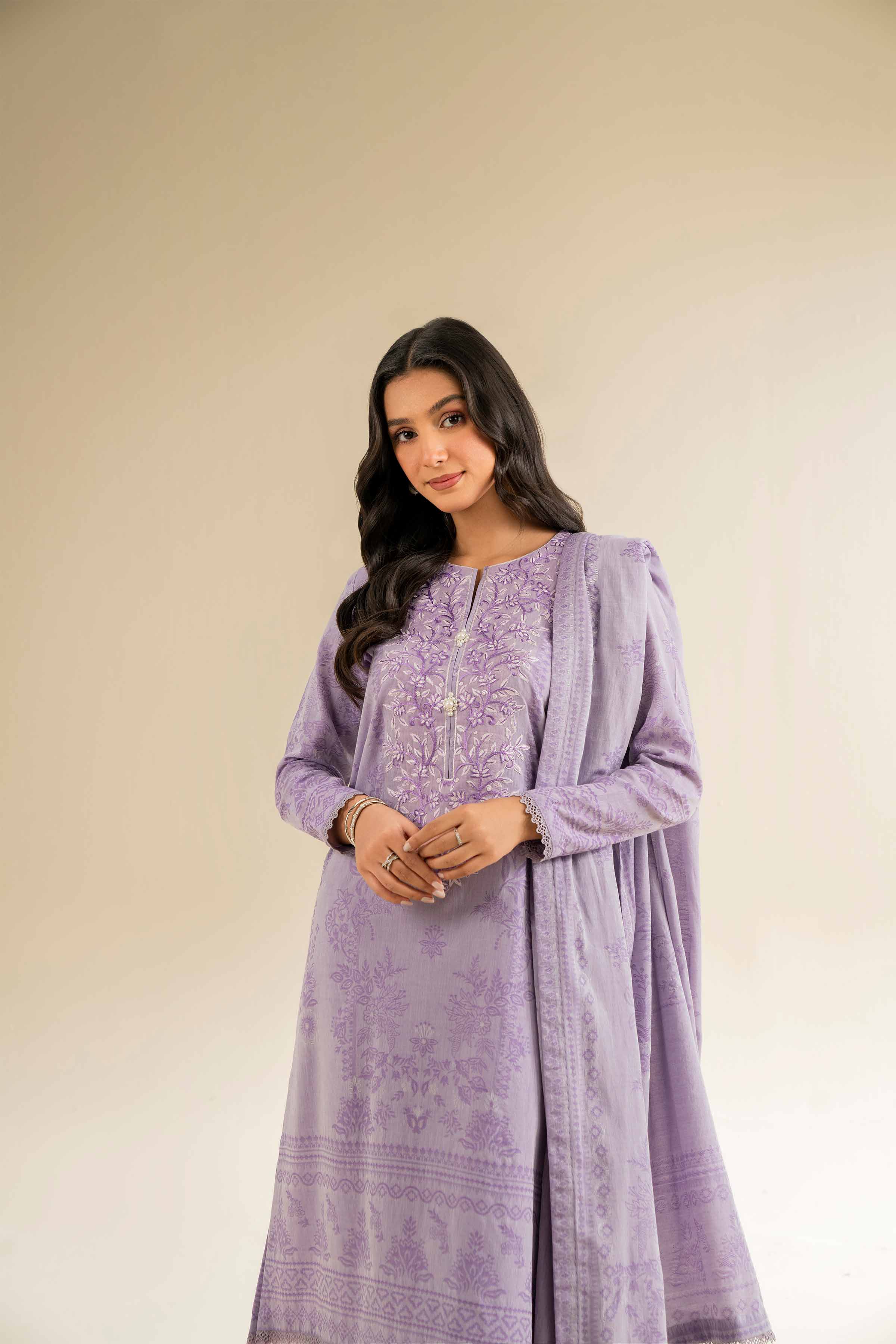 3 Piece - Jacquard Embroidered Suit - 42501045 for Women - Unstitched Collection | Nishat | Shop Online