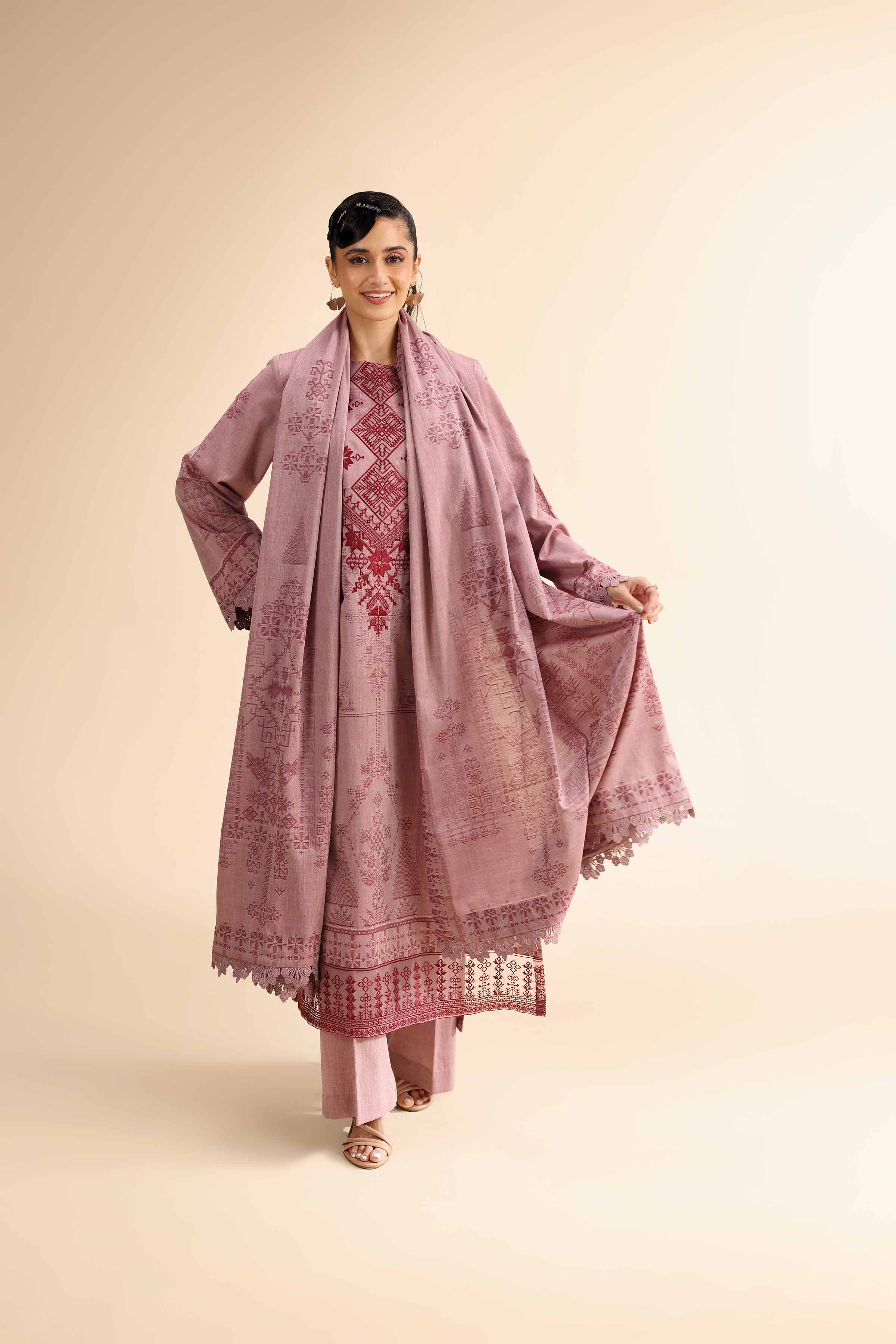 3 Piece - Jacquard Embroidered Suit - 42501047 for Women - Unstitched Collection | Nishat | Shop Online