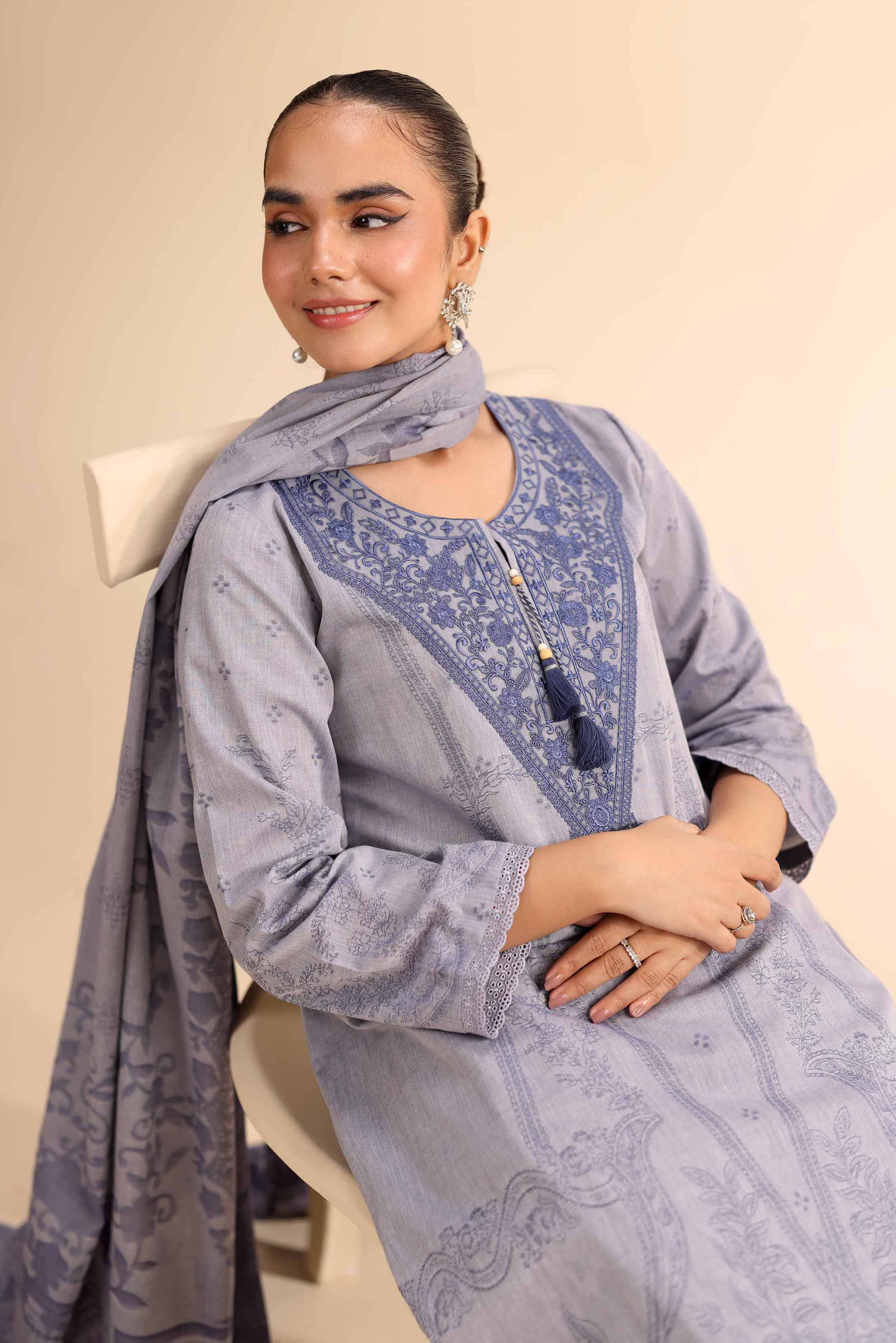 3 Piece - Jacquard Embroidered Suit - 42501048 for Women - Unstitched Collection | Nishat | Shop Online