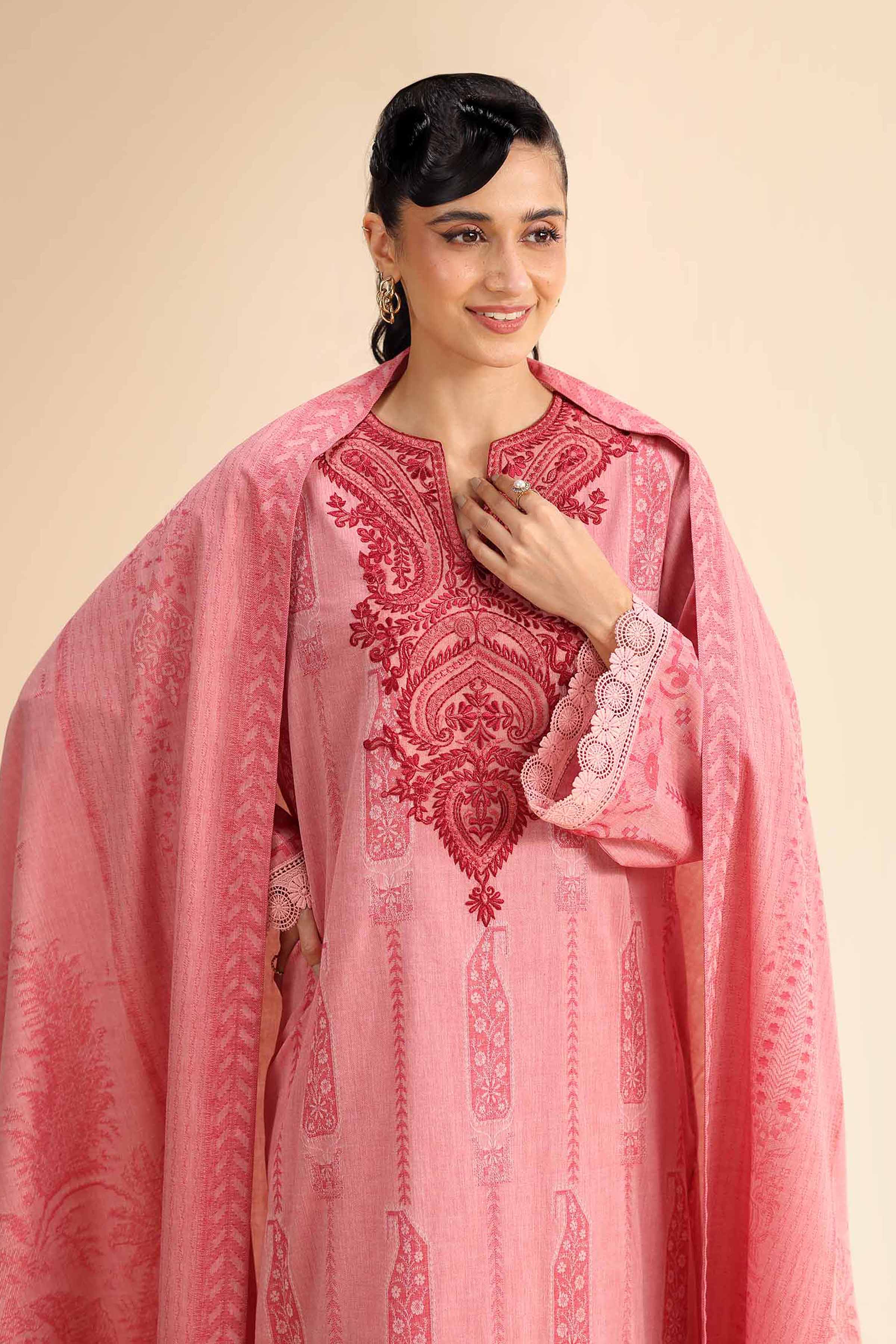 3 Piece - Jacquard Embroidered Suit - 42501050 for Women - Unstitched Collection | Nishat | Shop Online