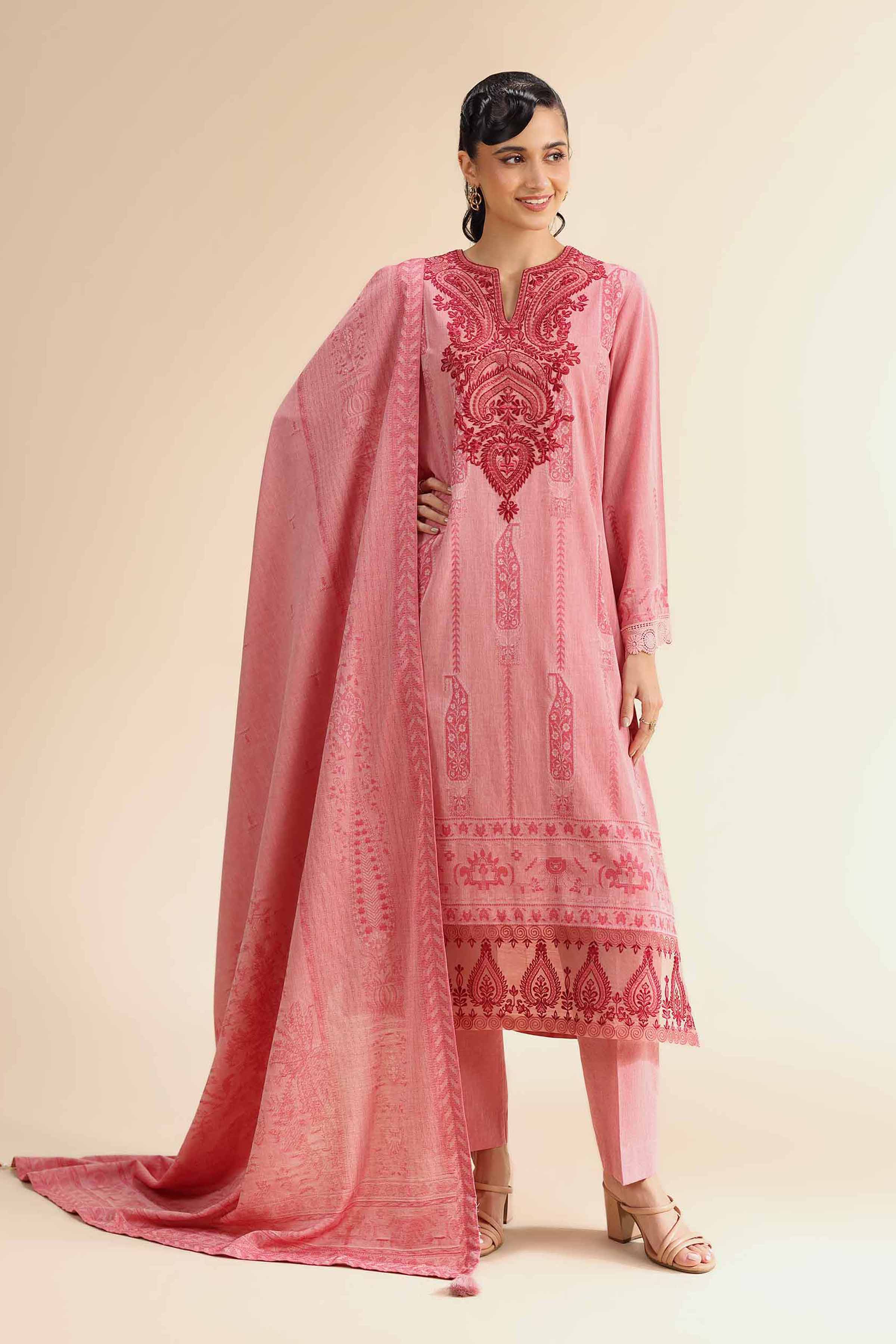 3 Piece - Jacquard Embroidered Suit - 42501050 for Women - Unstitched Collection | Nishat | Shop Online