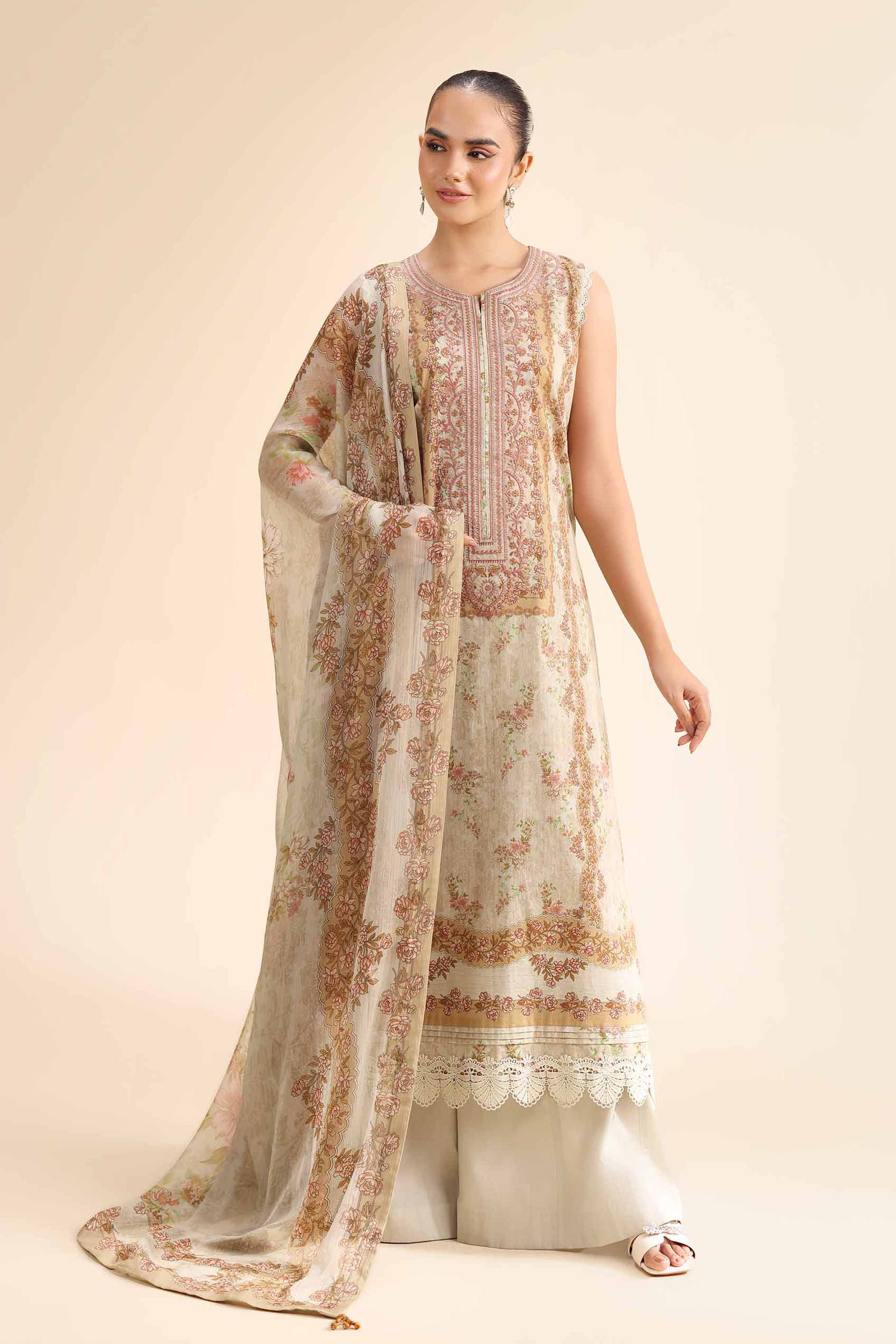 3 Piece - Digital Printed Embroidered Suit - 42501052 for Women - Unstitched Collection | Nishat | Shop Online