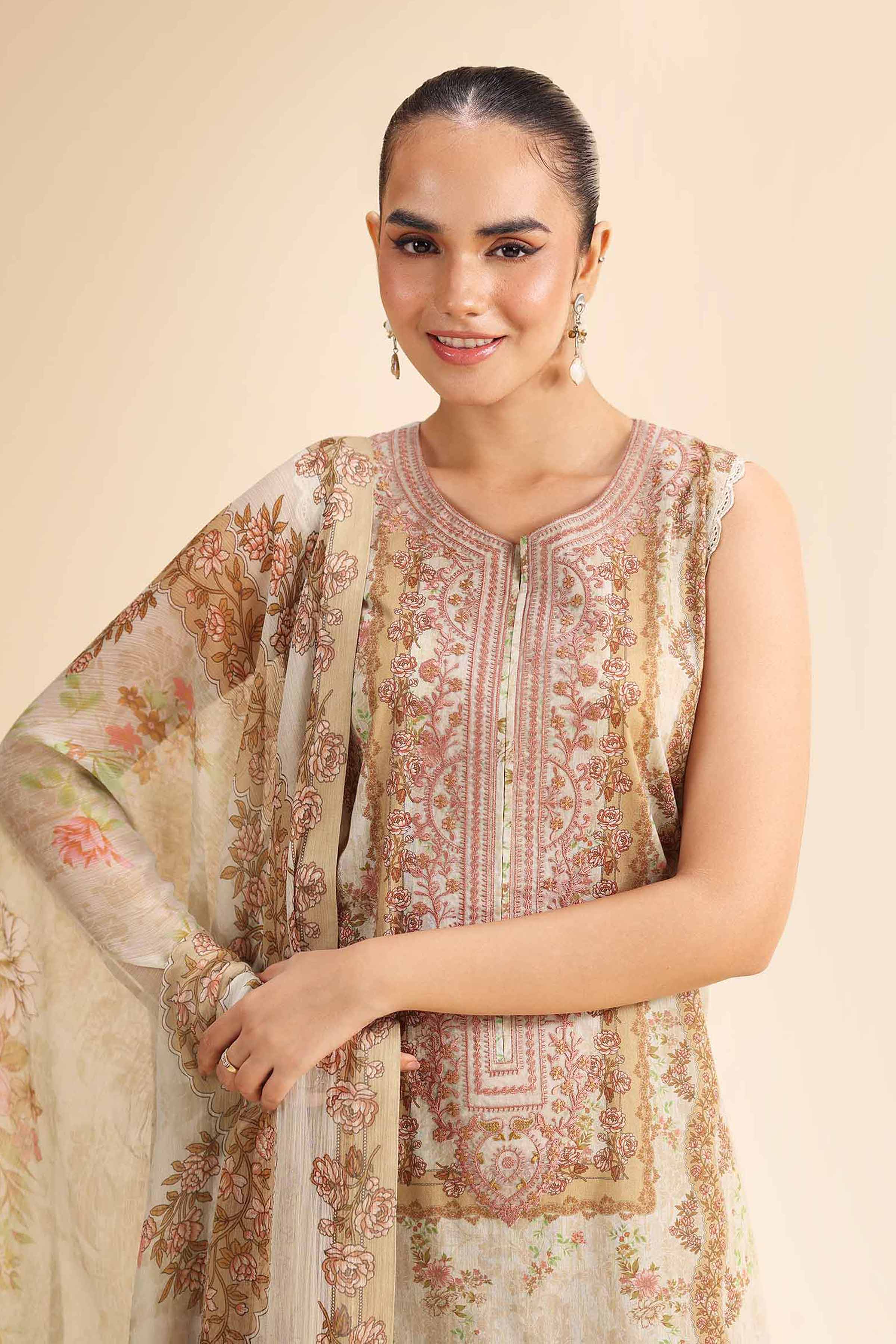 3 Piece - Digital Printed Embroidered Suit - 42501052 for Women - Unstitched Collection | Nishat | Shop Online