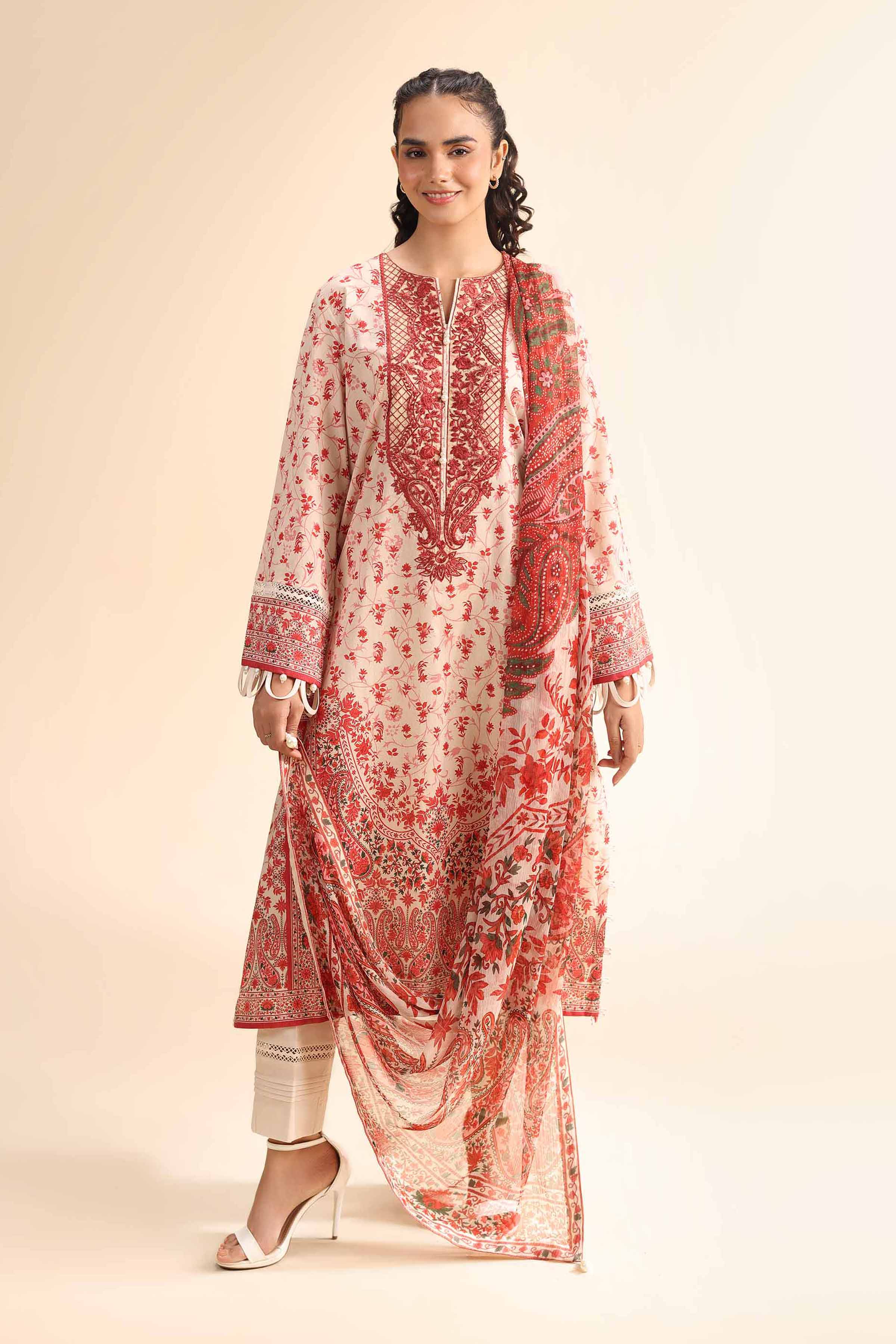 3 Piece - Digital Printed Embroidered Suit - 42501053 for Women - Unstitched Collection | Nishat | Shop Online