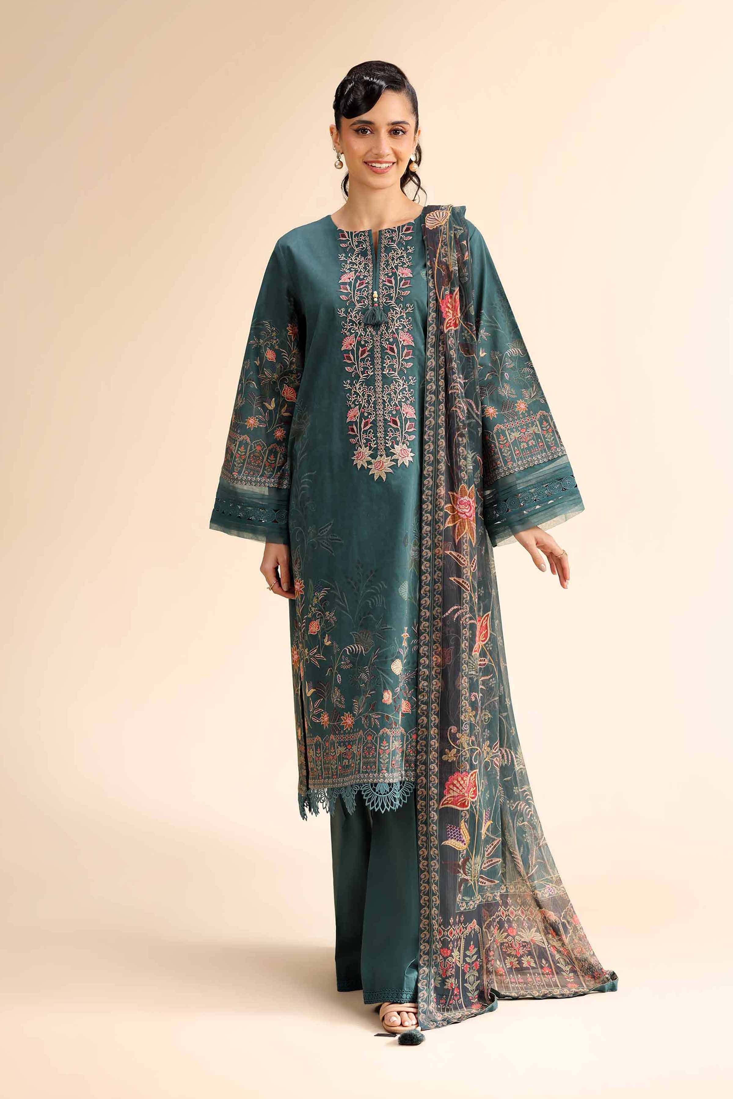 3 Piece - Digital Printed Embroidered Suit - 42501057 for Women - Unstitched Collection | Nishat | Shop Online
