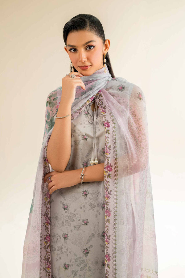 3 Piece - Printed Embroidered Suit - 42501083