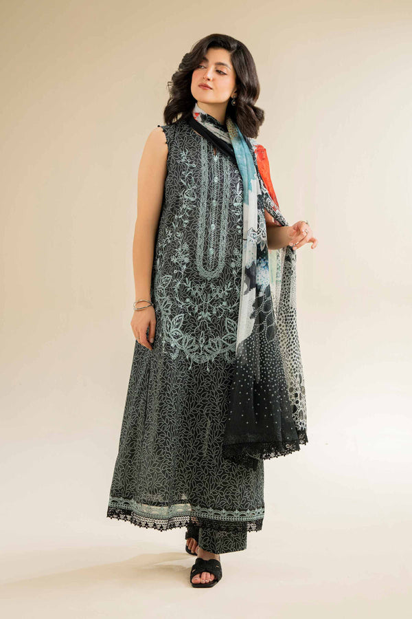 3 Piece - Printed Embroidered Suit - 42501090