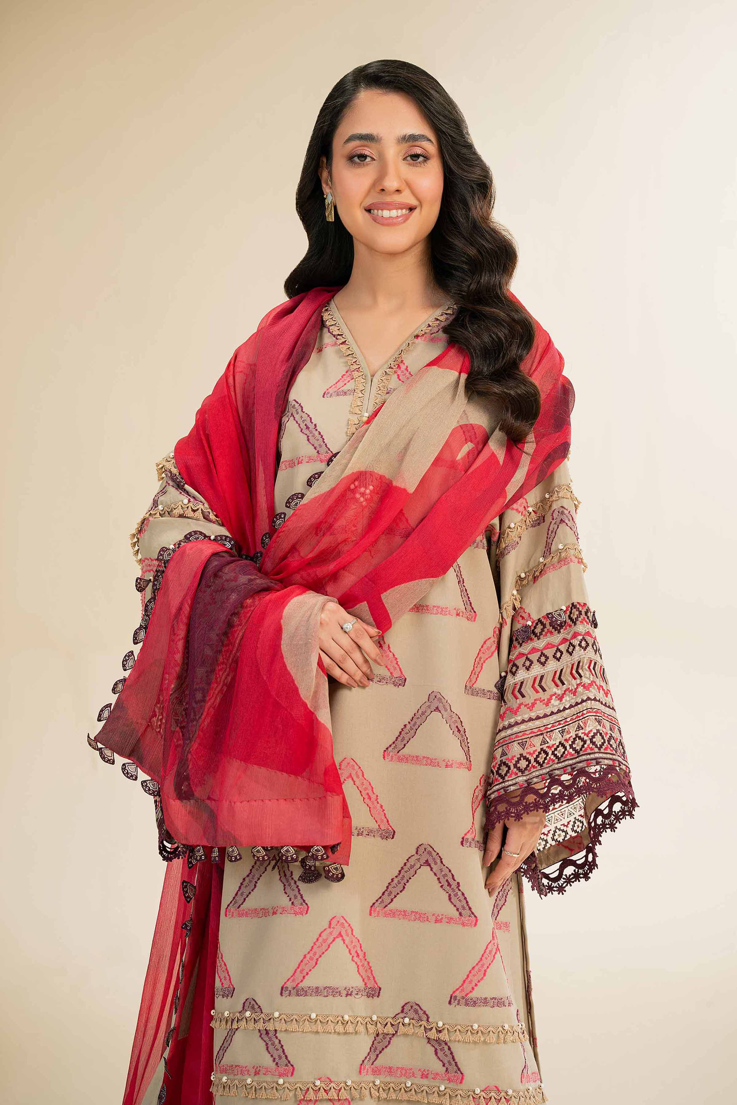 3 Piece - Jacquard Embroidered Suit - 42501095 for Women - Unstitched Collection | Nishat | Shop Online