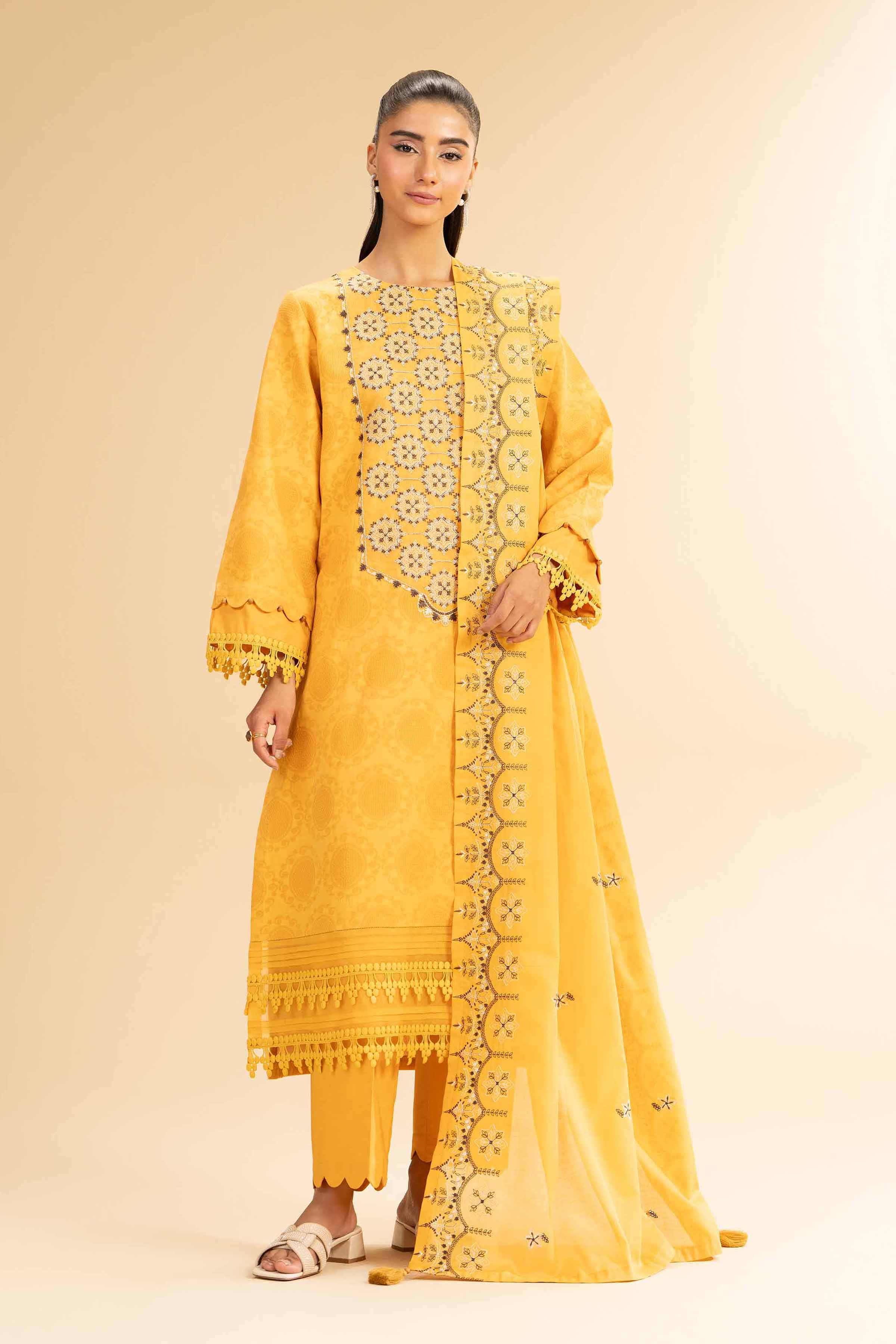 3 Piece - Dyed Embroidered Suit - 42501100 for Women - Unstitched Collection | Nishat | Shop Online