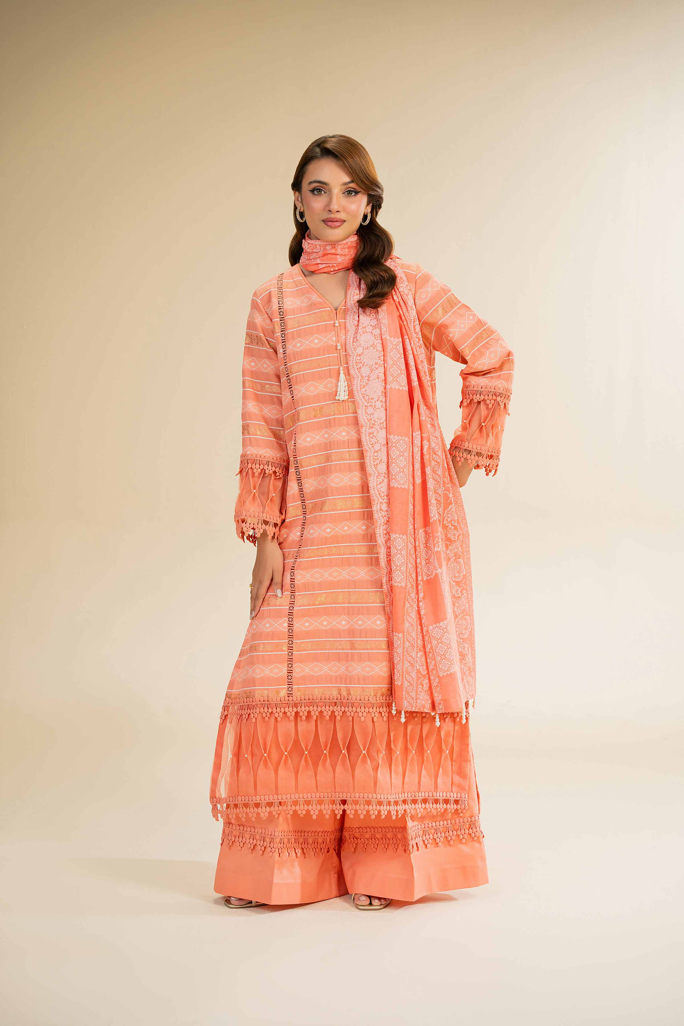 3 Piece - Paste Printed With Jacquard Suit - 42501107 for Women - Unstitched Collection | Nishat | Shop Online