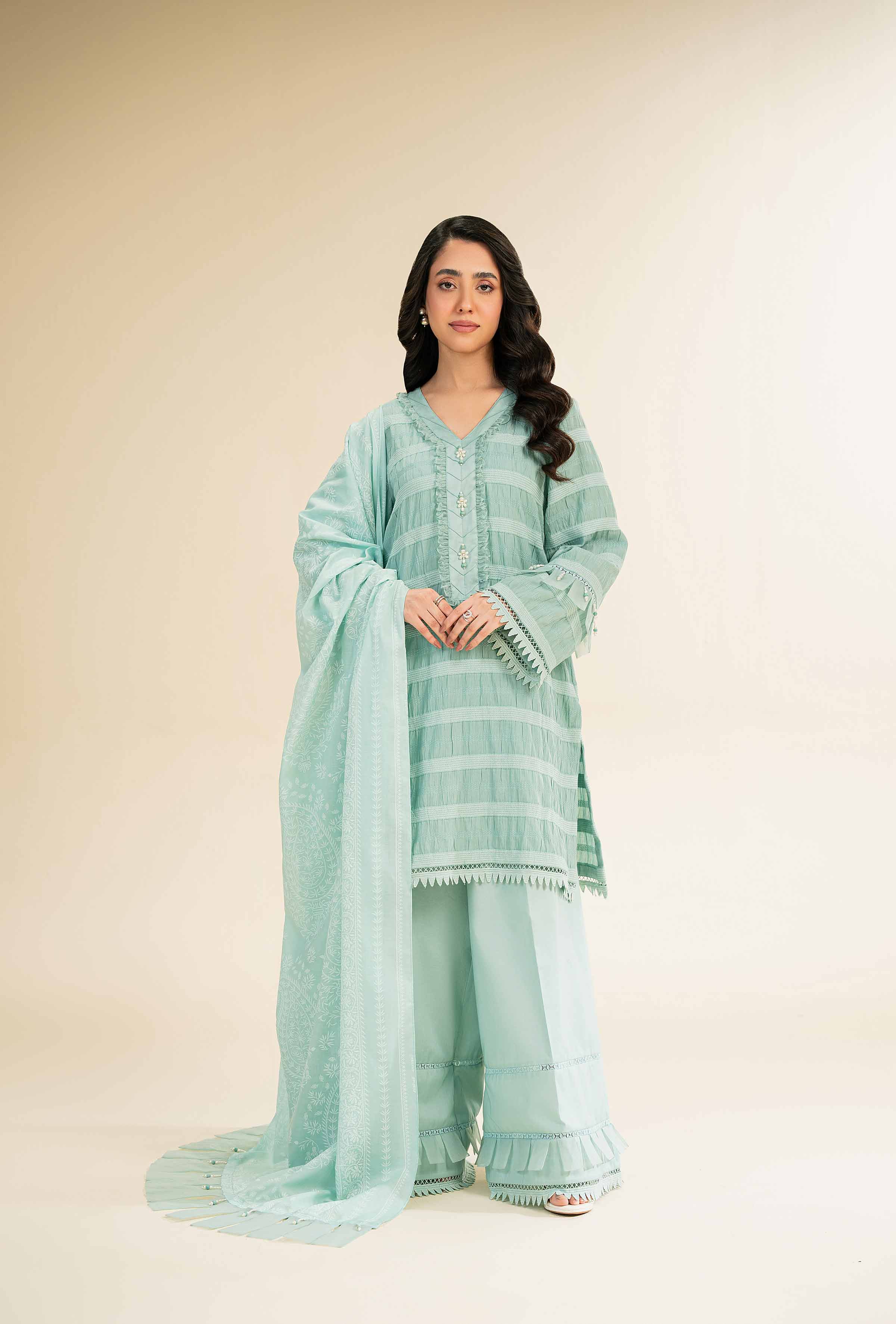 3 Piece - Paste Printed With Jacquard Suit - 42501108 for Women - Unstitched Collection | Nishat | Shop Online