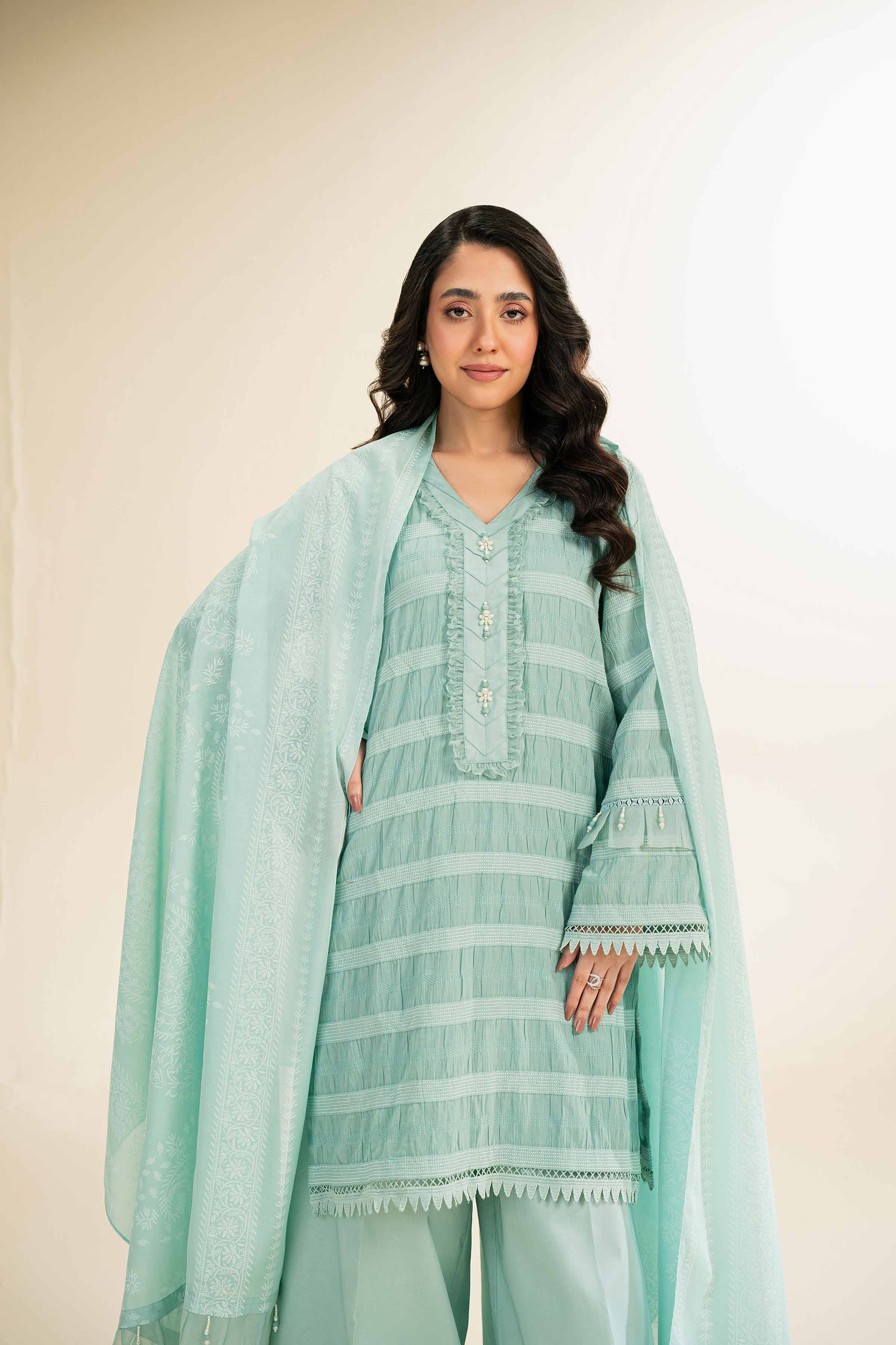 3 Piece - Paste Printed With Jacquard Suit - 42501108 for Women - Unstitched Collection | Nishat | Shop Online