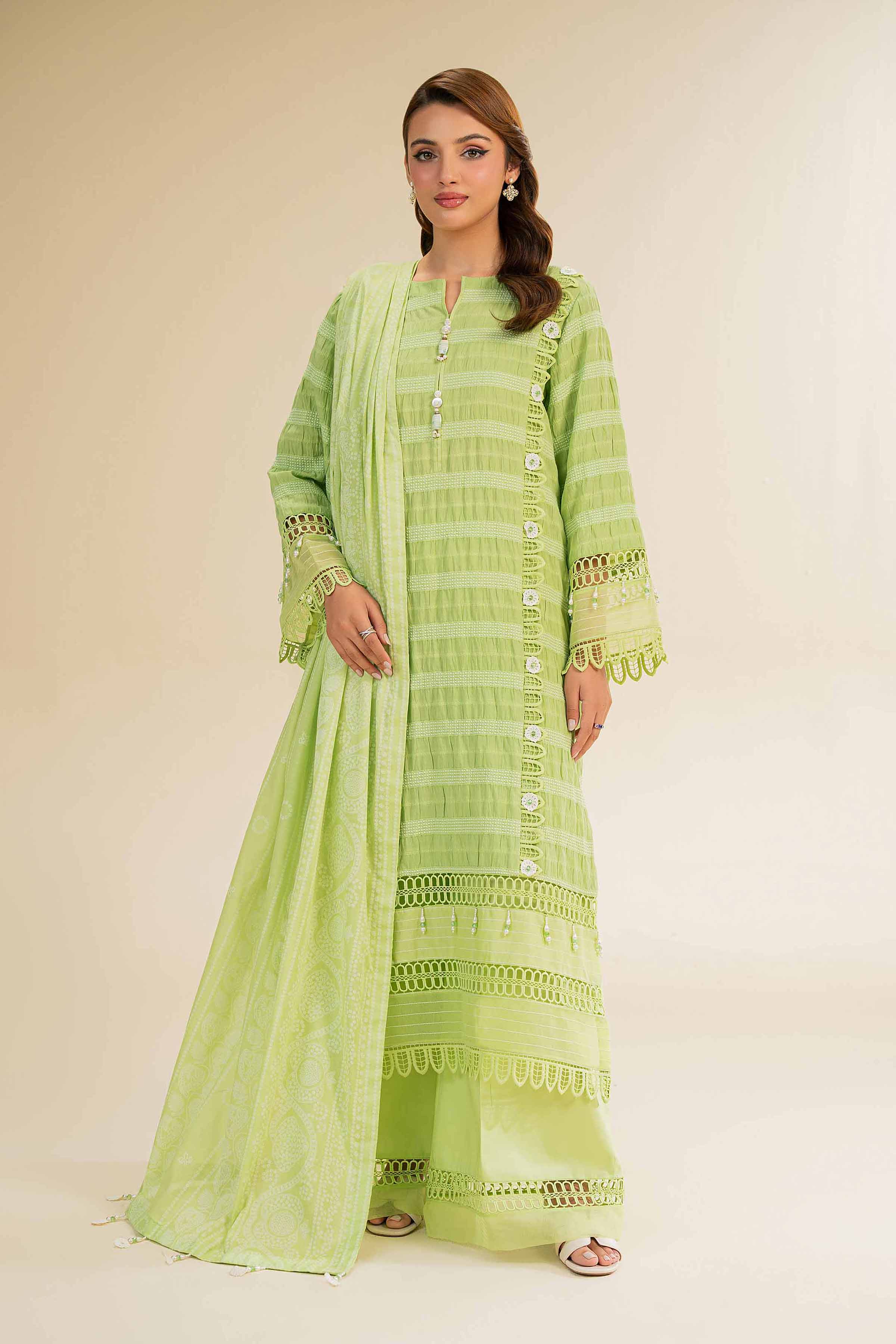 3 Piece - Paste Printed With Jacquard Suit - 42501109 for Women - Unstitched Collection | Nishat | Shop Online