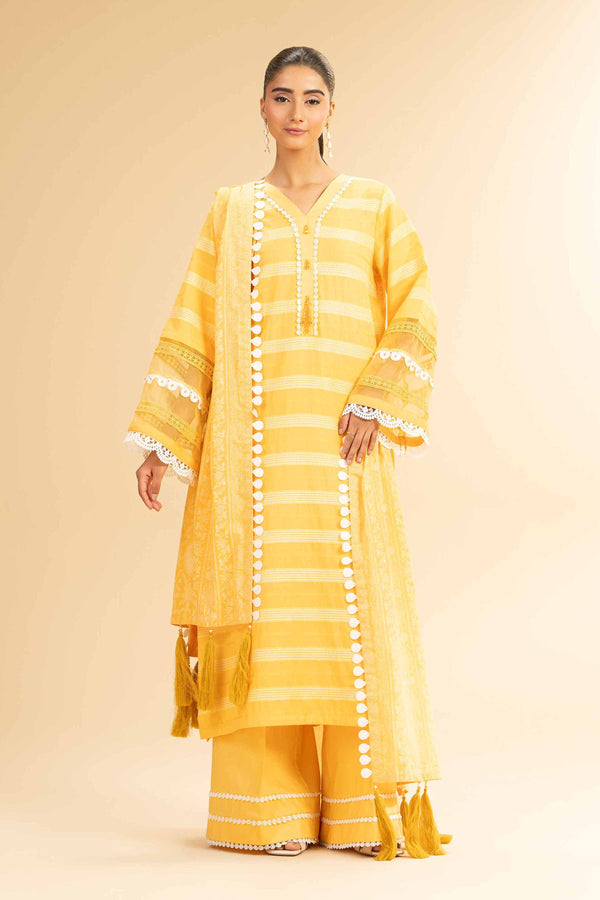 3 Piece - Paste Printed With Jacquard Suit - 42501110