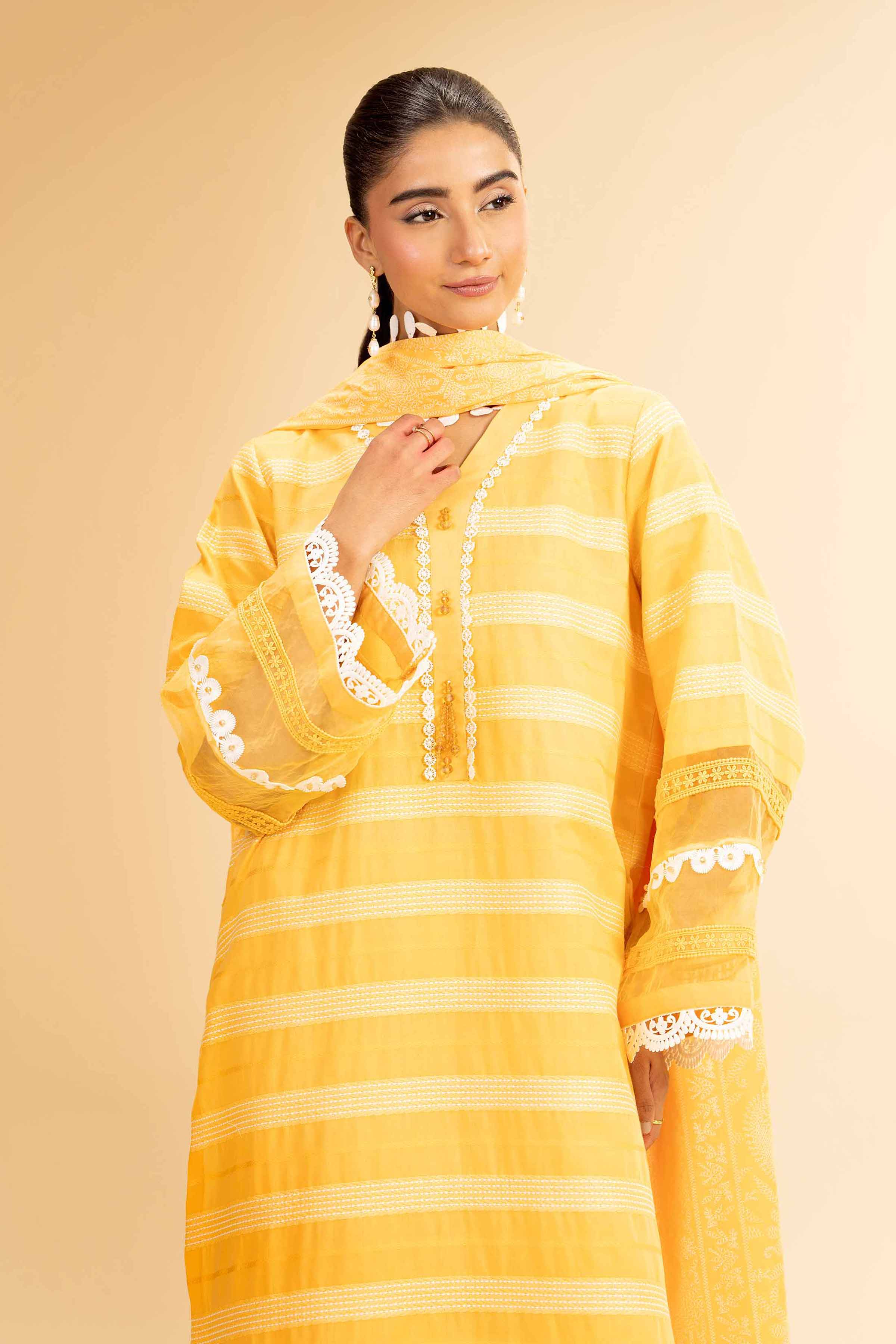 3 Piece - Paste Printed With Jacquard Suit - 42501110 for Women - Unstitched Collection | Nishat | Shop Online