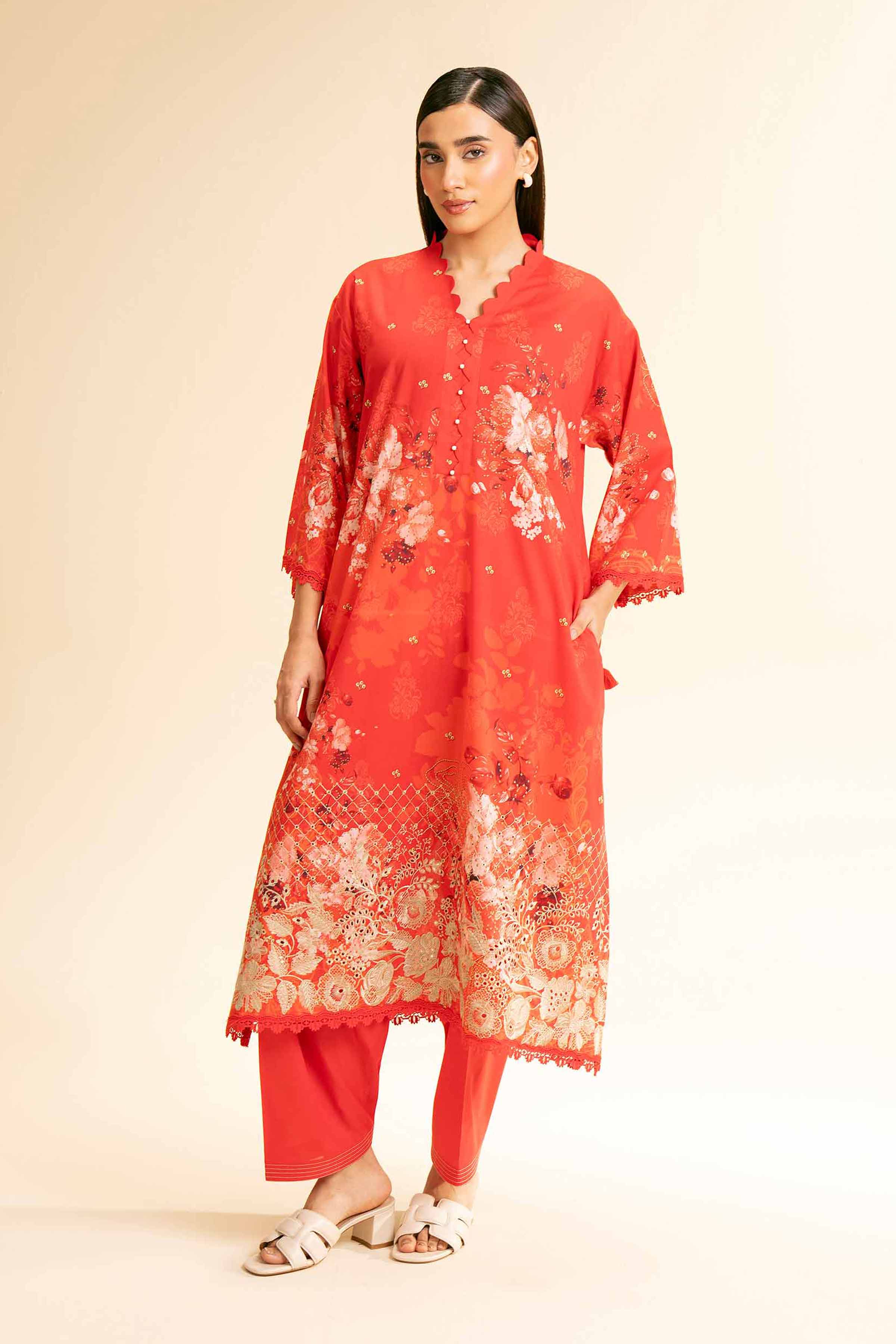 2 Piece - Digital Printed Embroidered Suit - 42501146 for Women - Unstitched Collection | Nishat | Shop Online