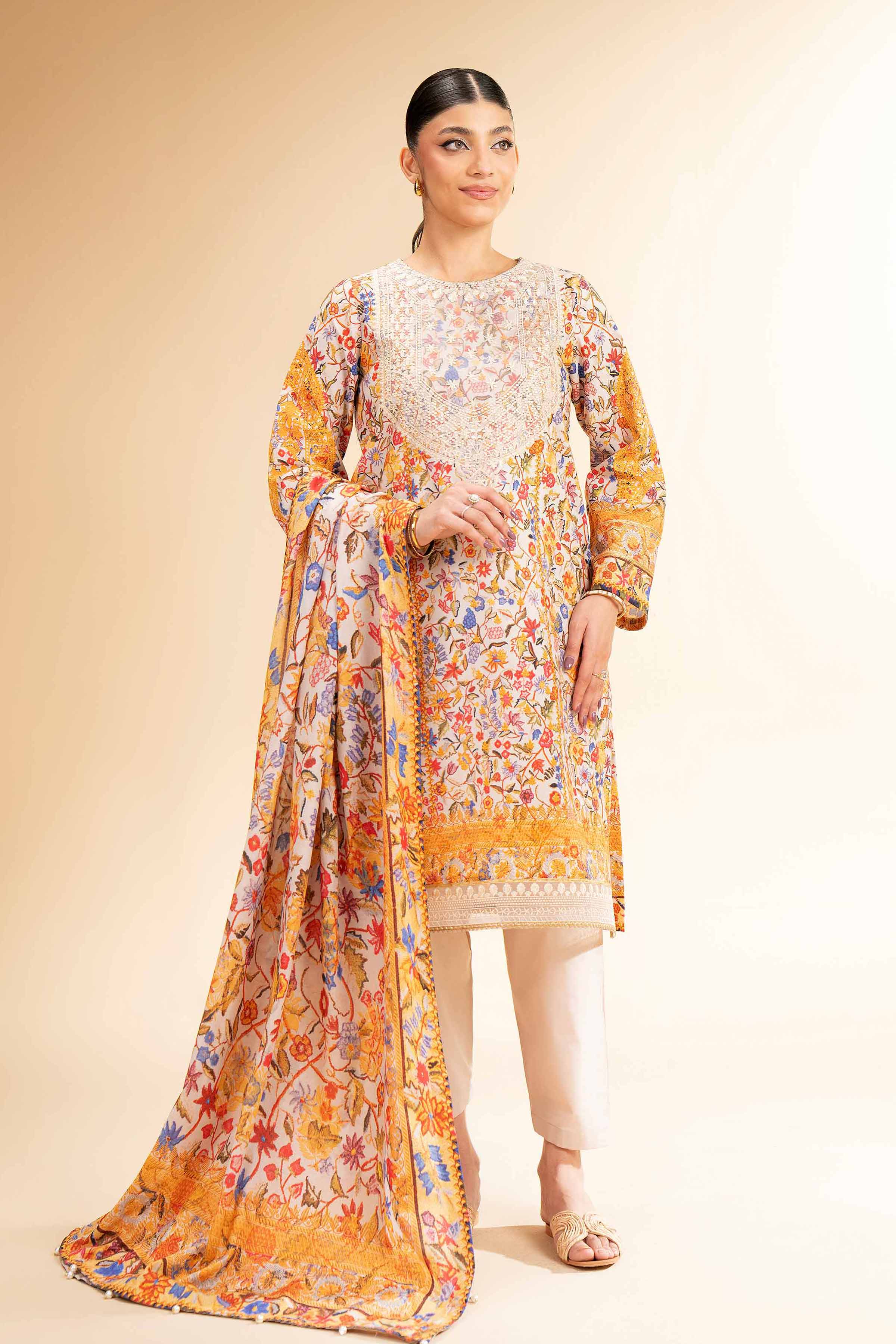 3 Piece - Digital Printed Embroidered Suit - 42501179 for Women - Unstitched Collection | Nishat | Shop Online