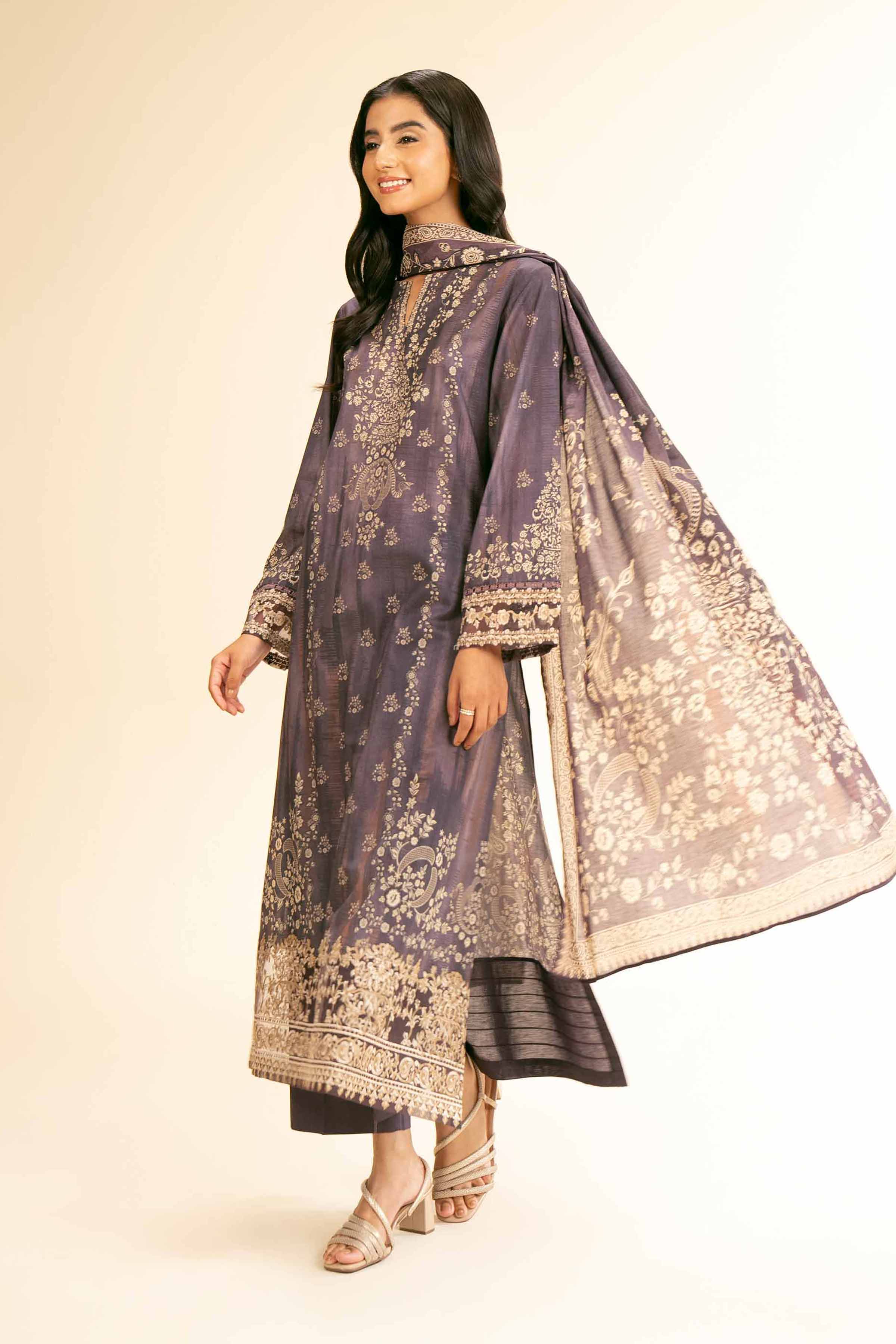 3 Piece - Digital Printed Embroidered Suit - 42501182 for Women - Unstitched Collection | Nishat | Shop Online