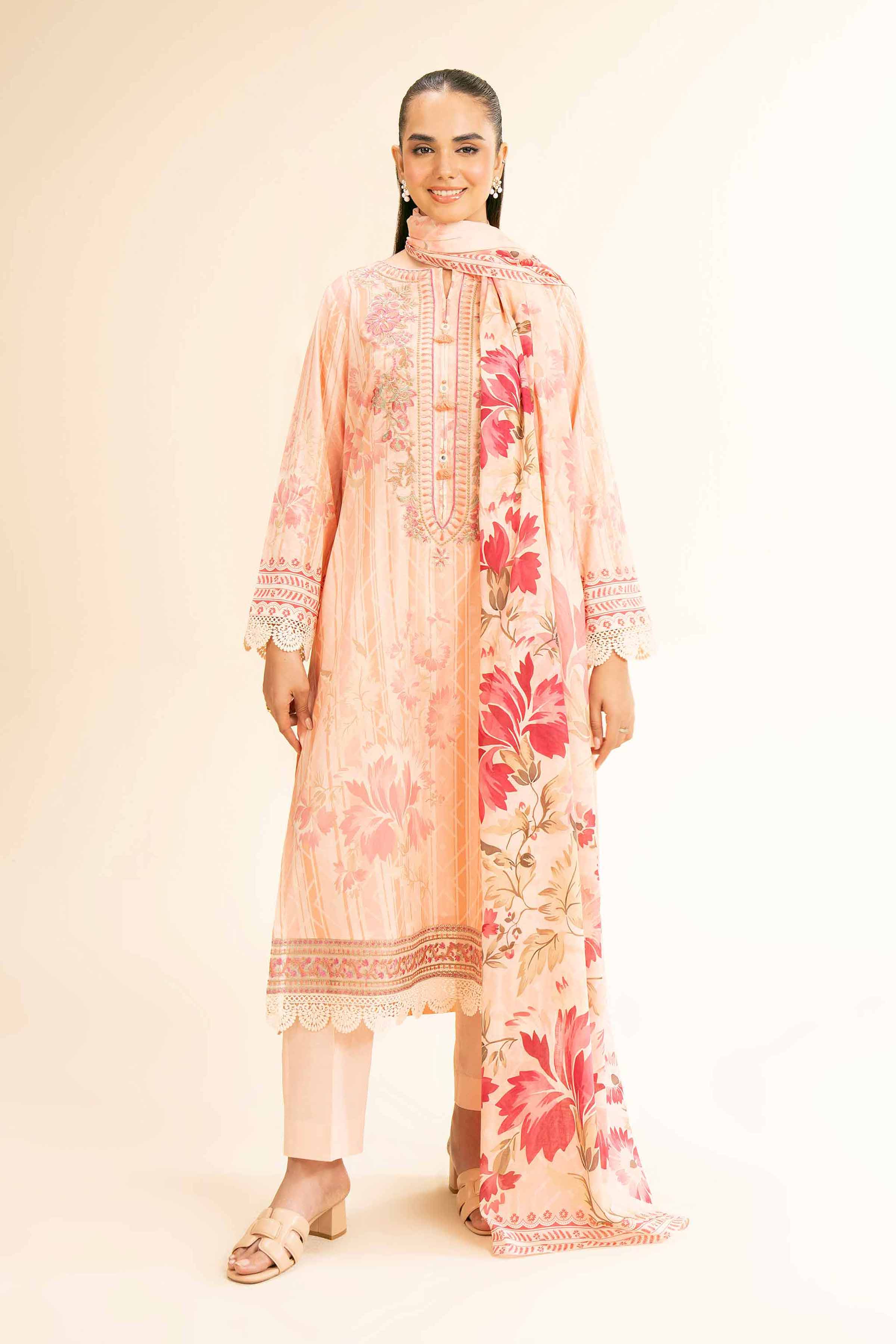 3 Piece - Digital Printed Embroidered Suit - 42501183 for Women - Unstitched Collection | Nishat | Shop Online