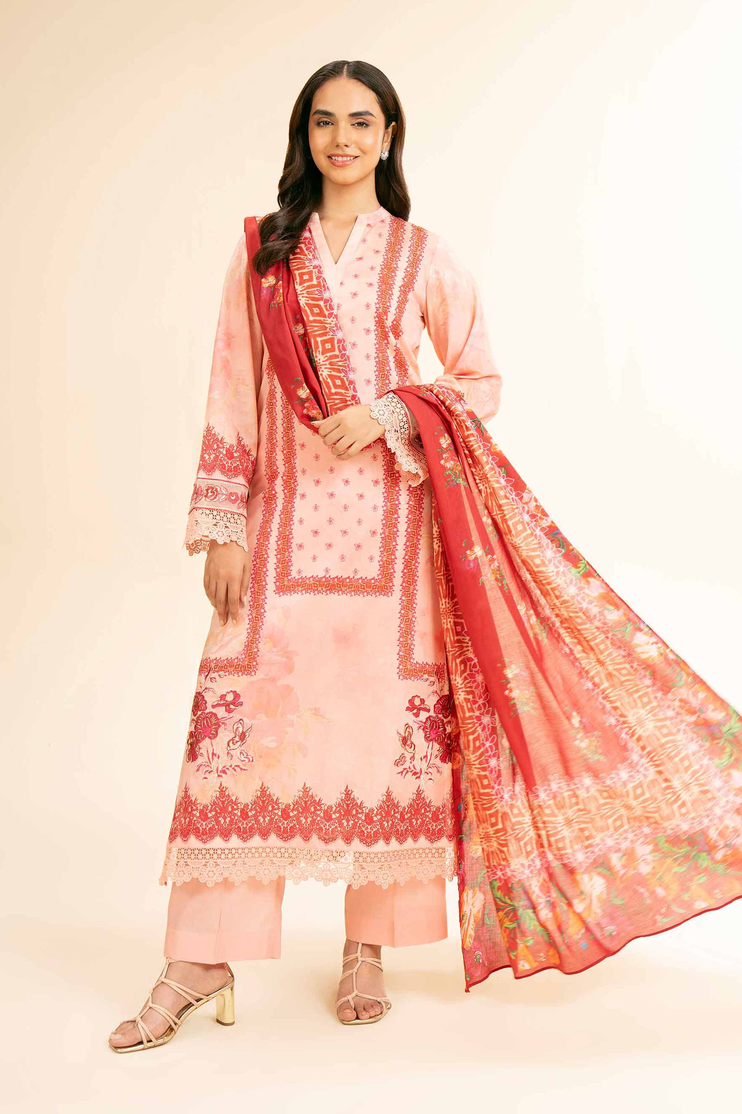 3 Piece - Digital Printed Embroidered Suit - 42501185 for Women - Unstitched Collection | Nishat | Shop Online
