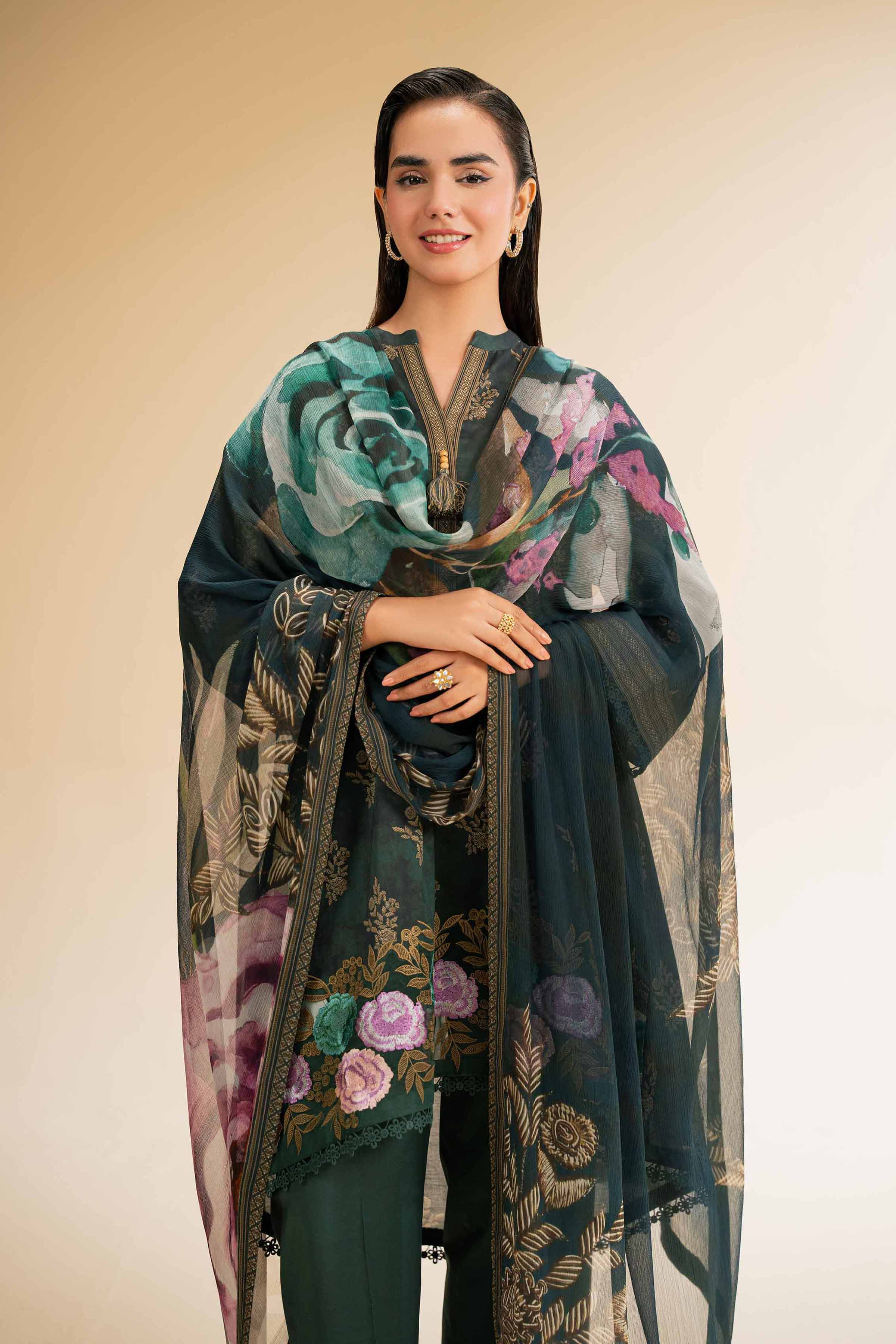 3 Piece - Printed Embroidered Suit - 42501224 for Women - Unstitched Collection | Nishat | Shop Online