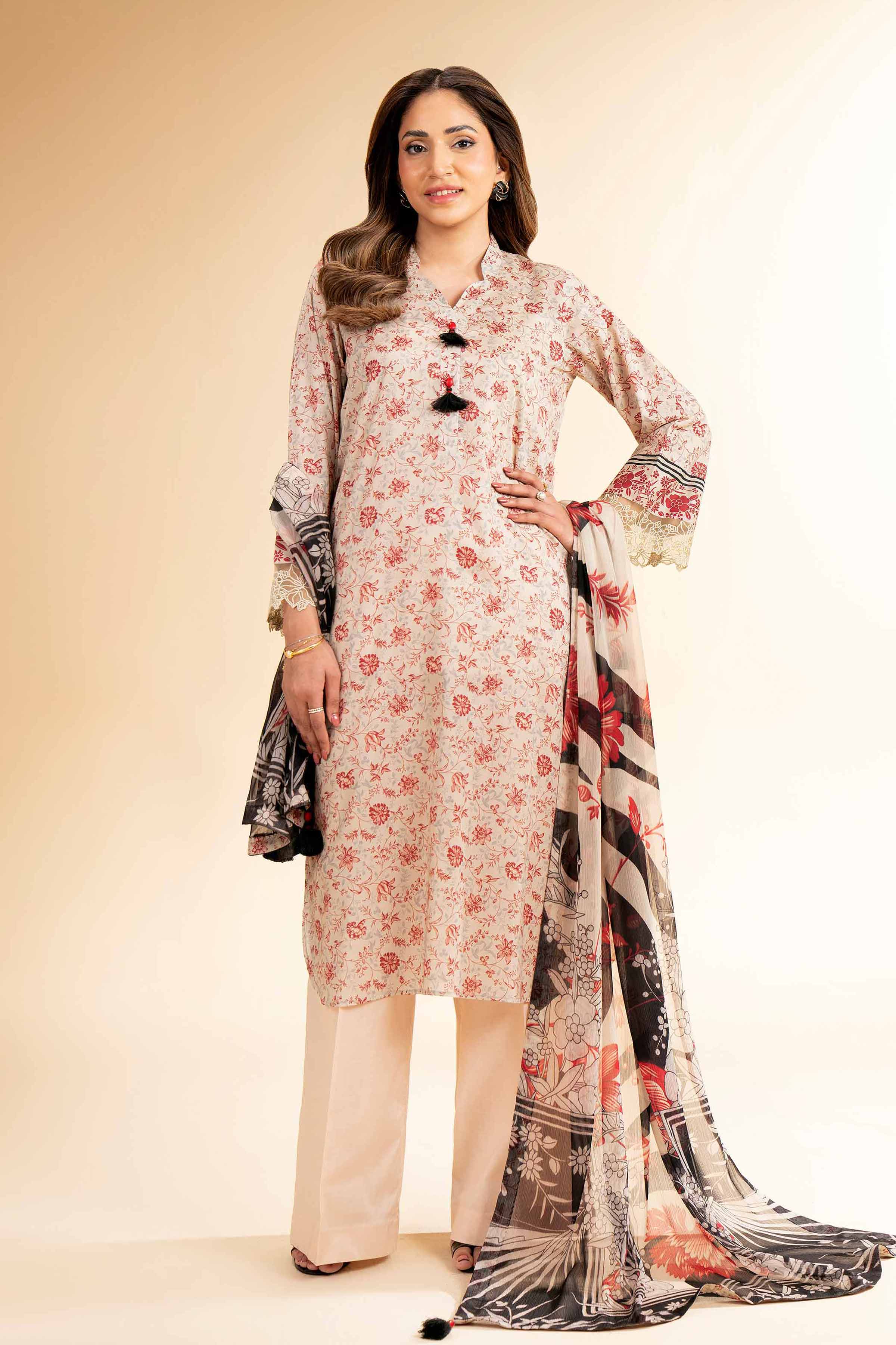 2 Piece - Printed With Laces Suit - 42501266 for Women - Unstitched Collection | Nishat | Shop Online