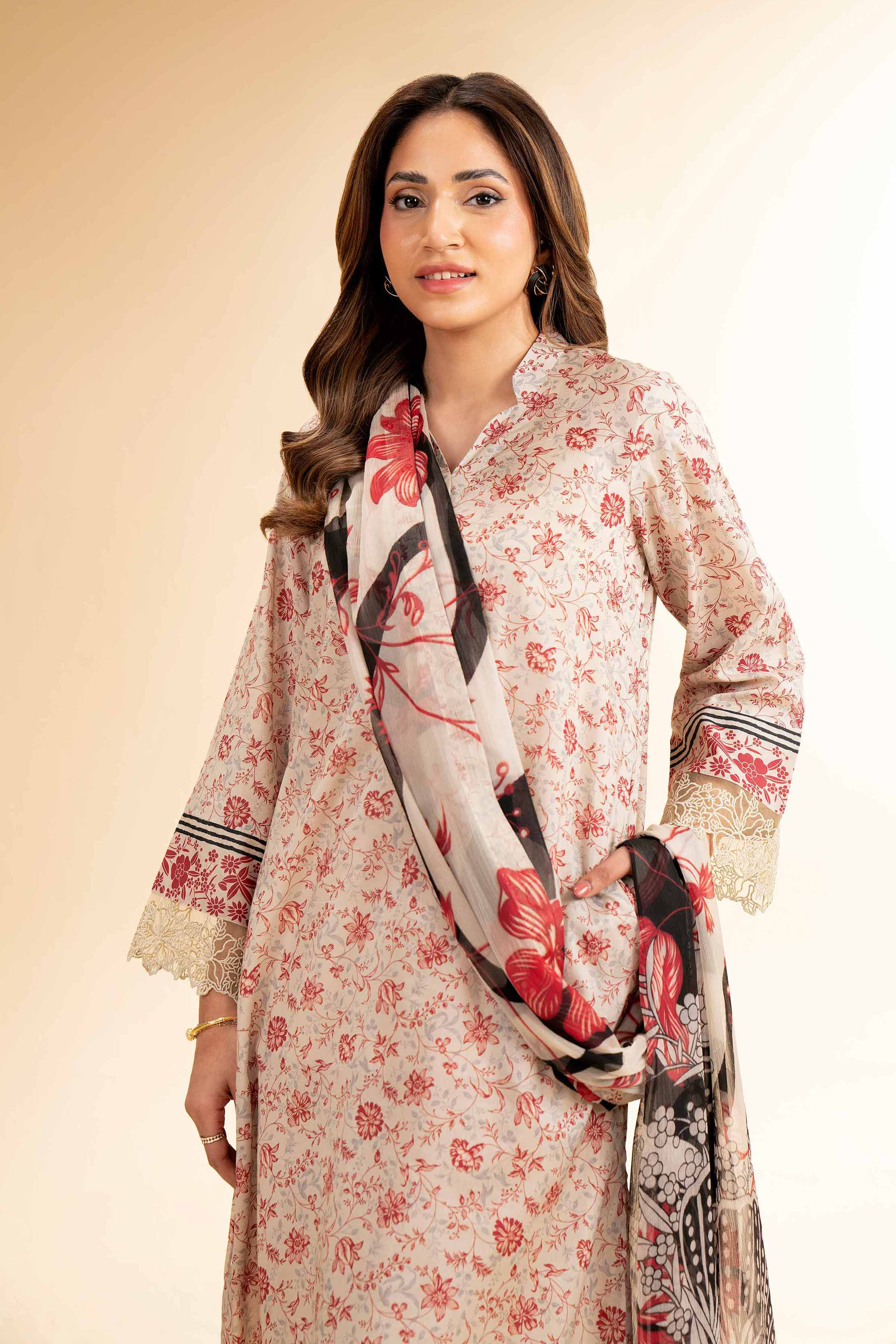 2 Piece - Printed With Laces Suit - 42501266 for Women - Unstitched Collection | Nishat | Shop Online