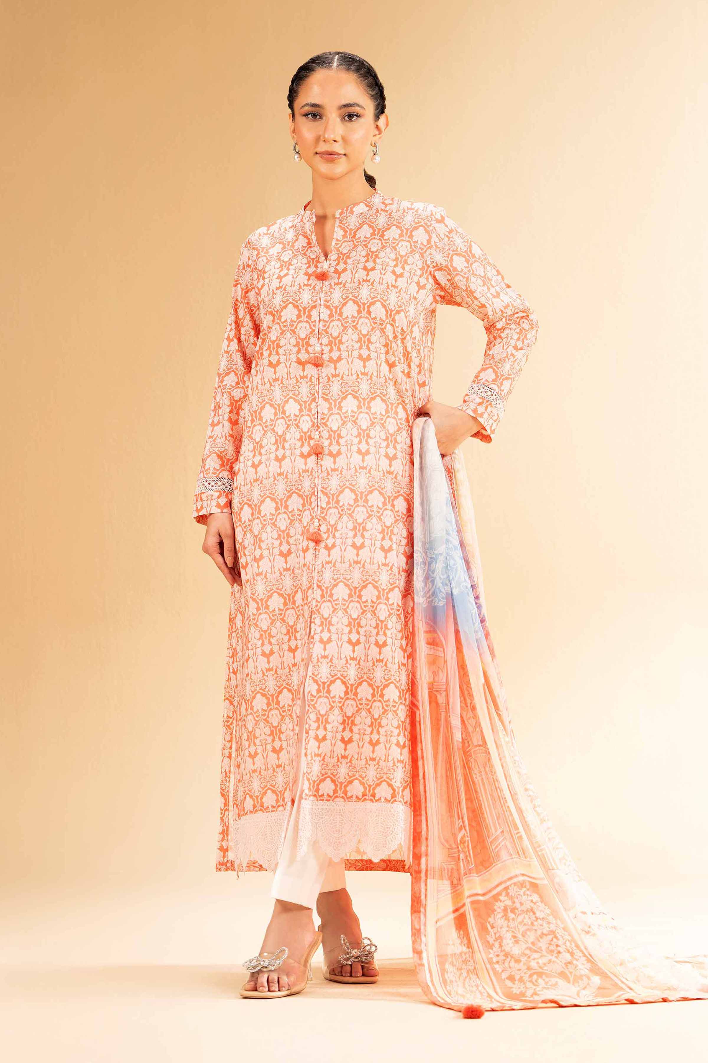2 Piece - Printed With Laces Suit - 42501268 for Women - Unstitched Collection | Nishat | Shop Online