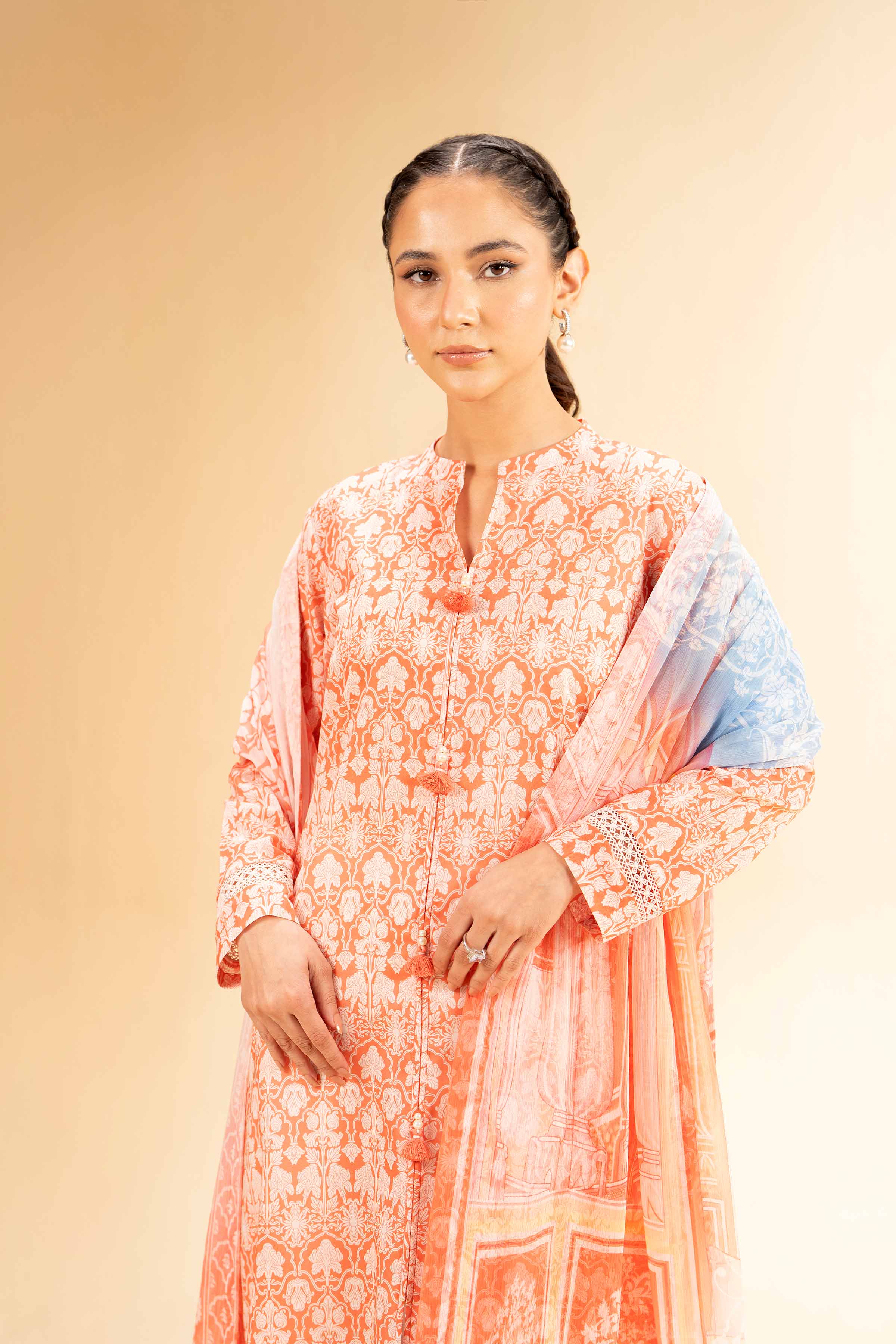 2 Piece - Printed With Laces Suit - 42501268 for Women - Unstitched Collection | Nishat | Shop Online