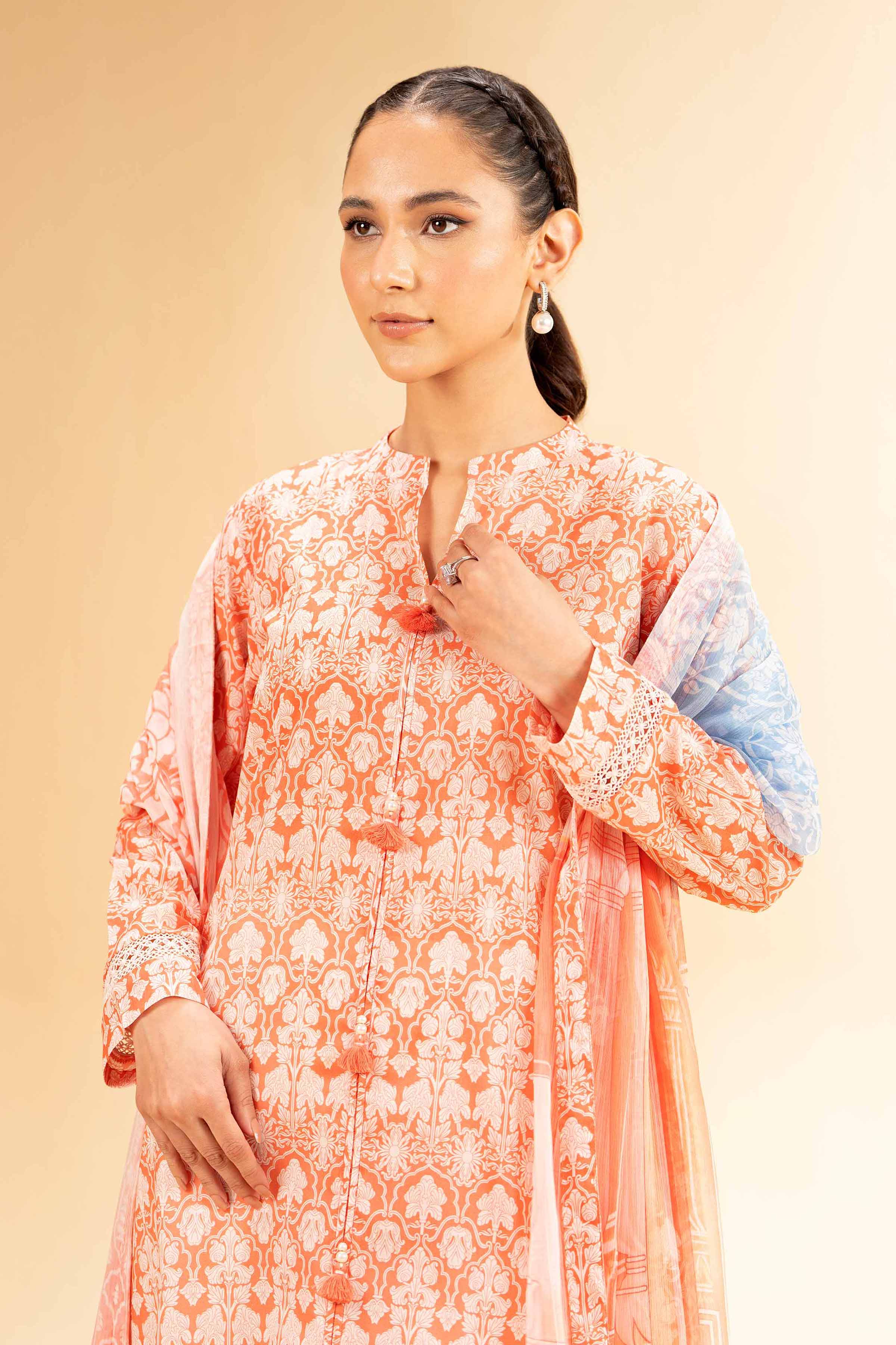 2 Piece - Printed With Laces Suit - 42501268 for Women - Unstitched Collection | Nishat | Shop Online