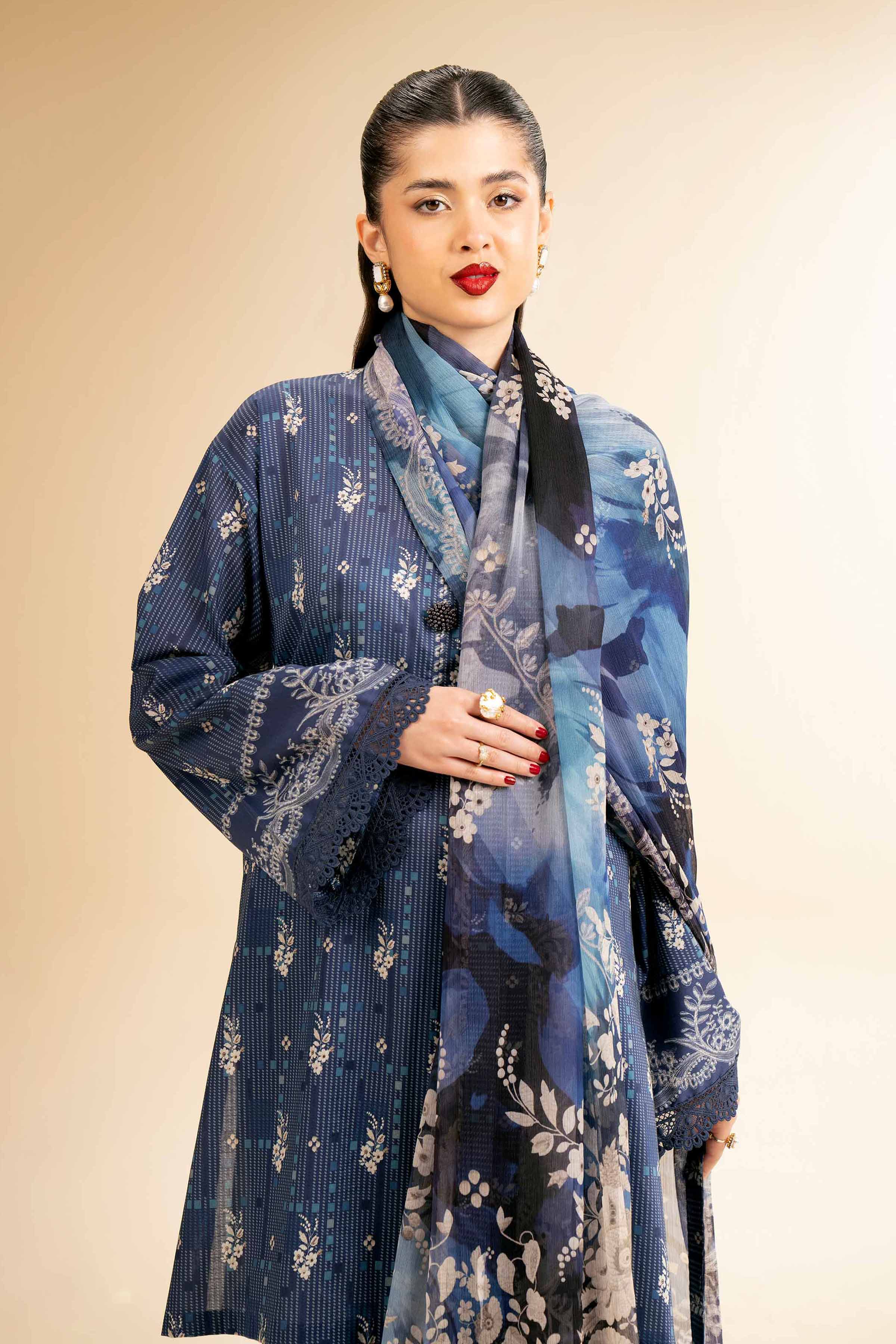 2 Piece - Printed With Laces Suit - 42501269 for Women - Unstitched Collection | Nishat | Shop Online