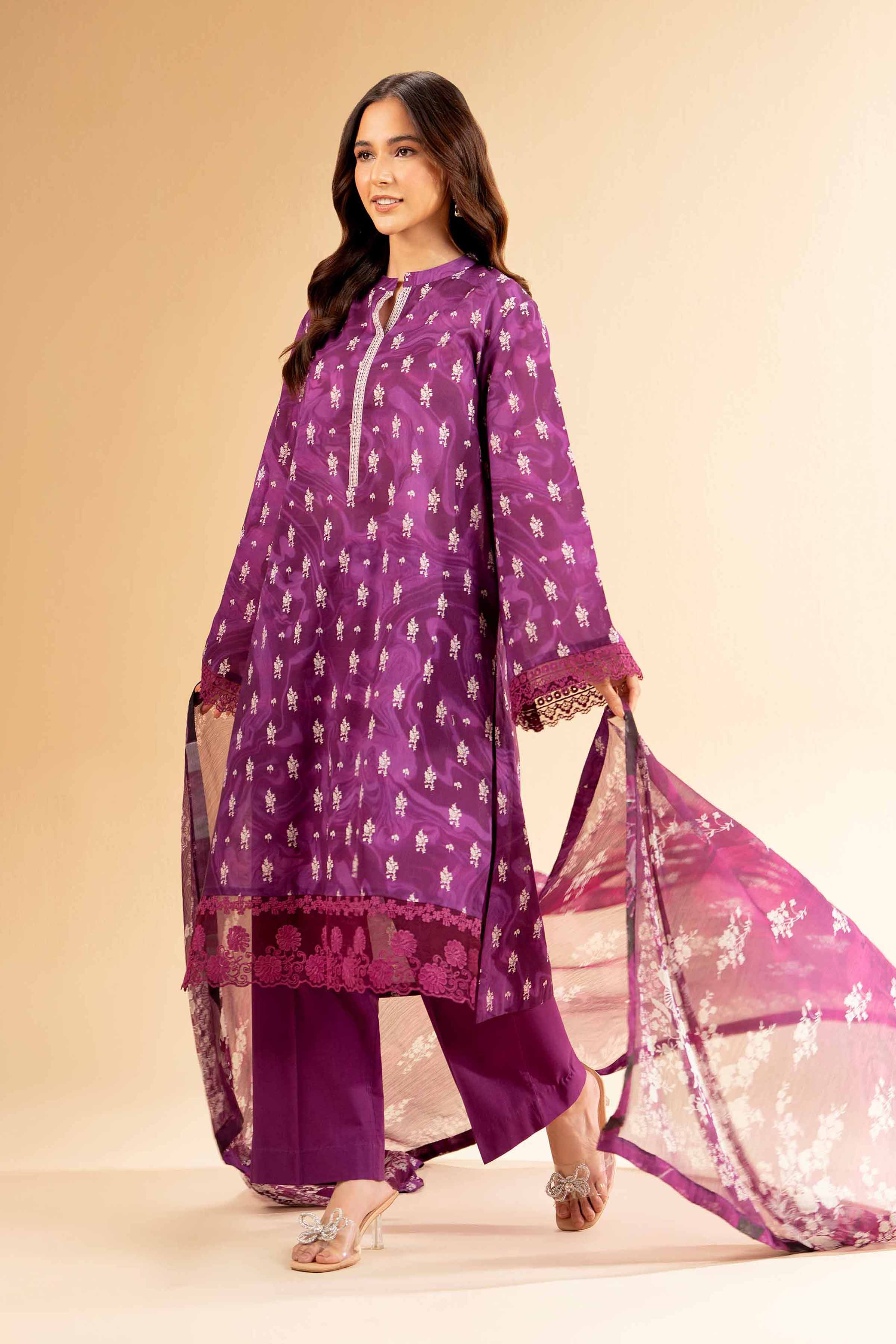 2 Piece - Printed With Laces Suit - 42501270 for Women - Unstitched Collection | Nishat | Shop Online
