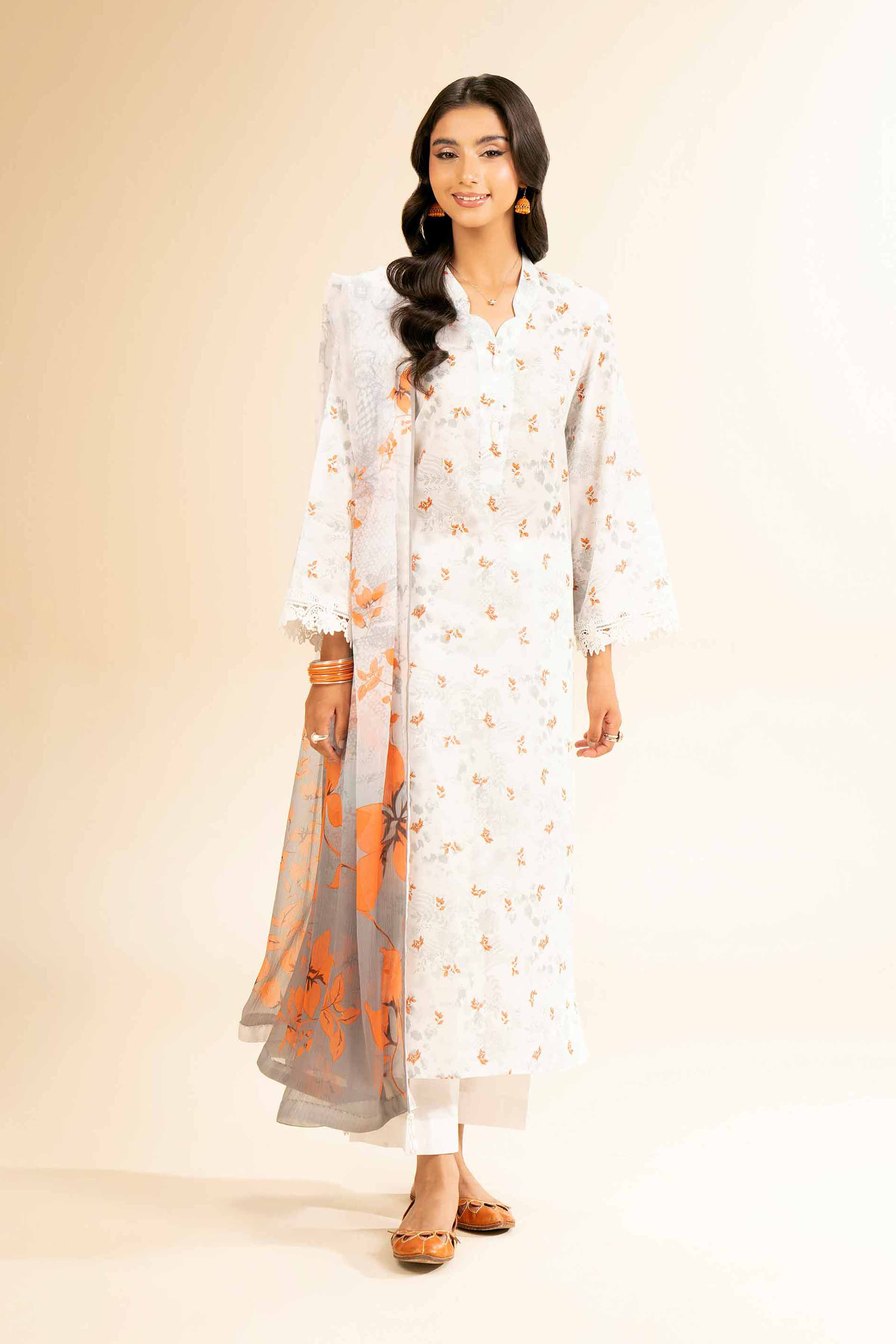 2 Piece - Printed With Laces Suit - 42501272 for Women - Unstitched Collection | Nishat | Shop Online