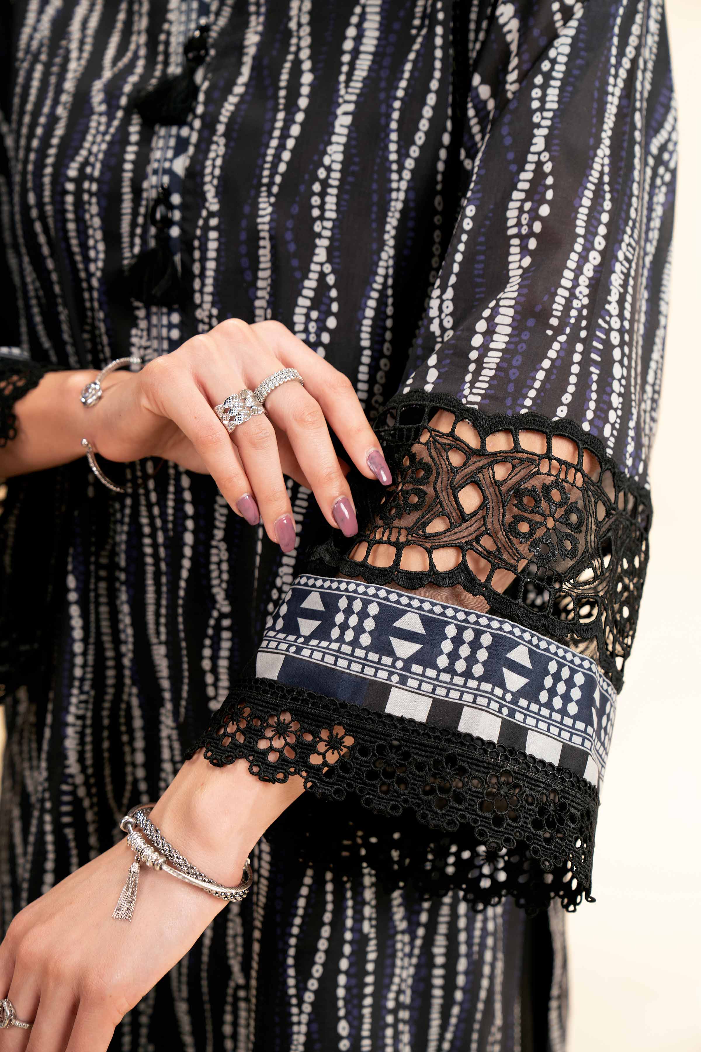 2 Piece - Printed With Laces Suit - 42501273 for Women - Unstitched Collection | Nishat | Shop Online
