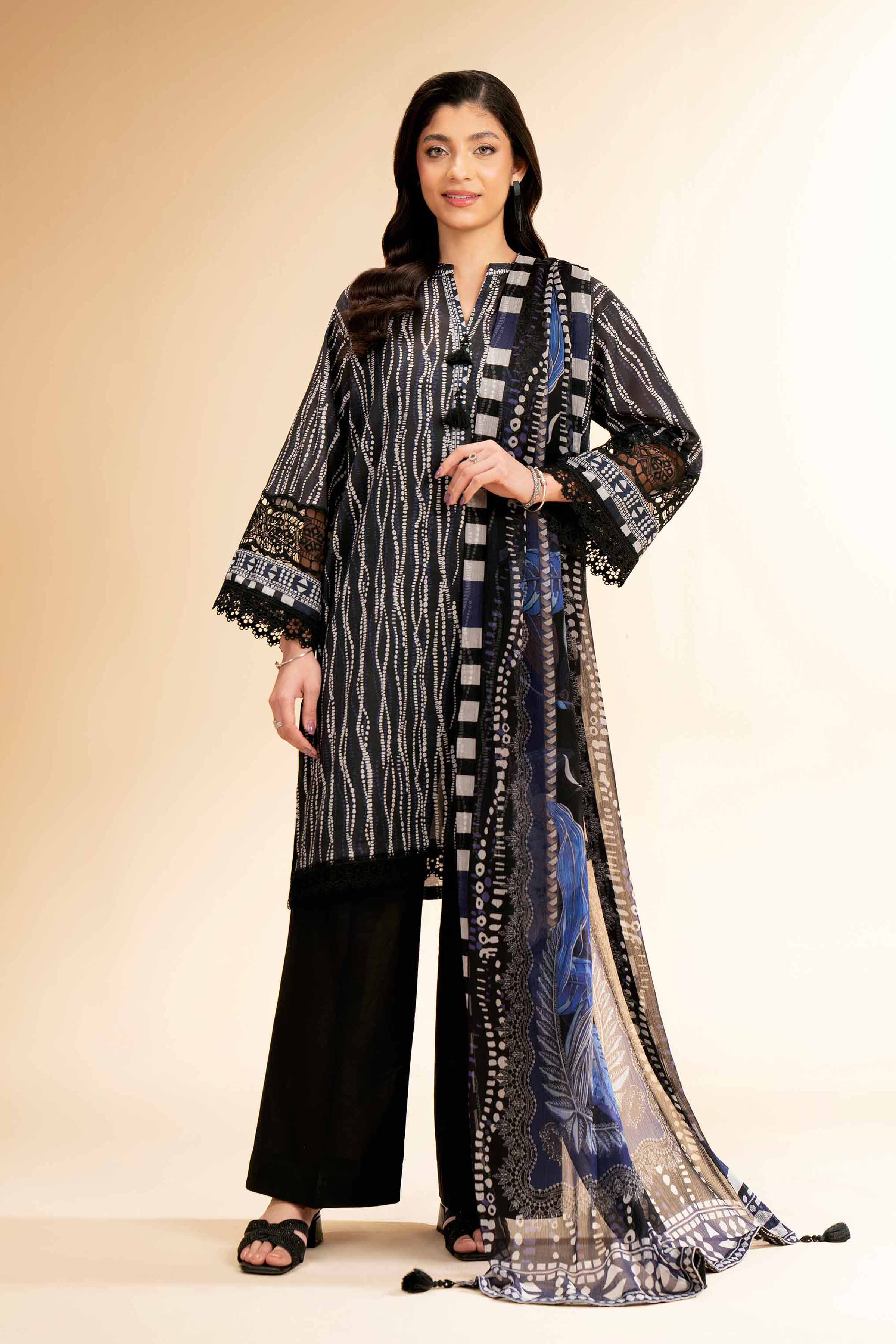 2 Piece - Printed With Laces Suit - 42501273 for Women - Unstitched Collection | Nishat | Shop Online
