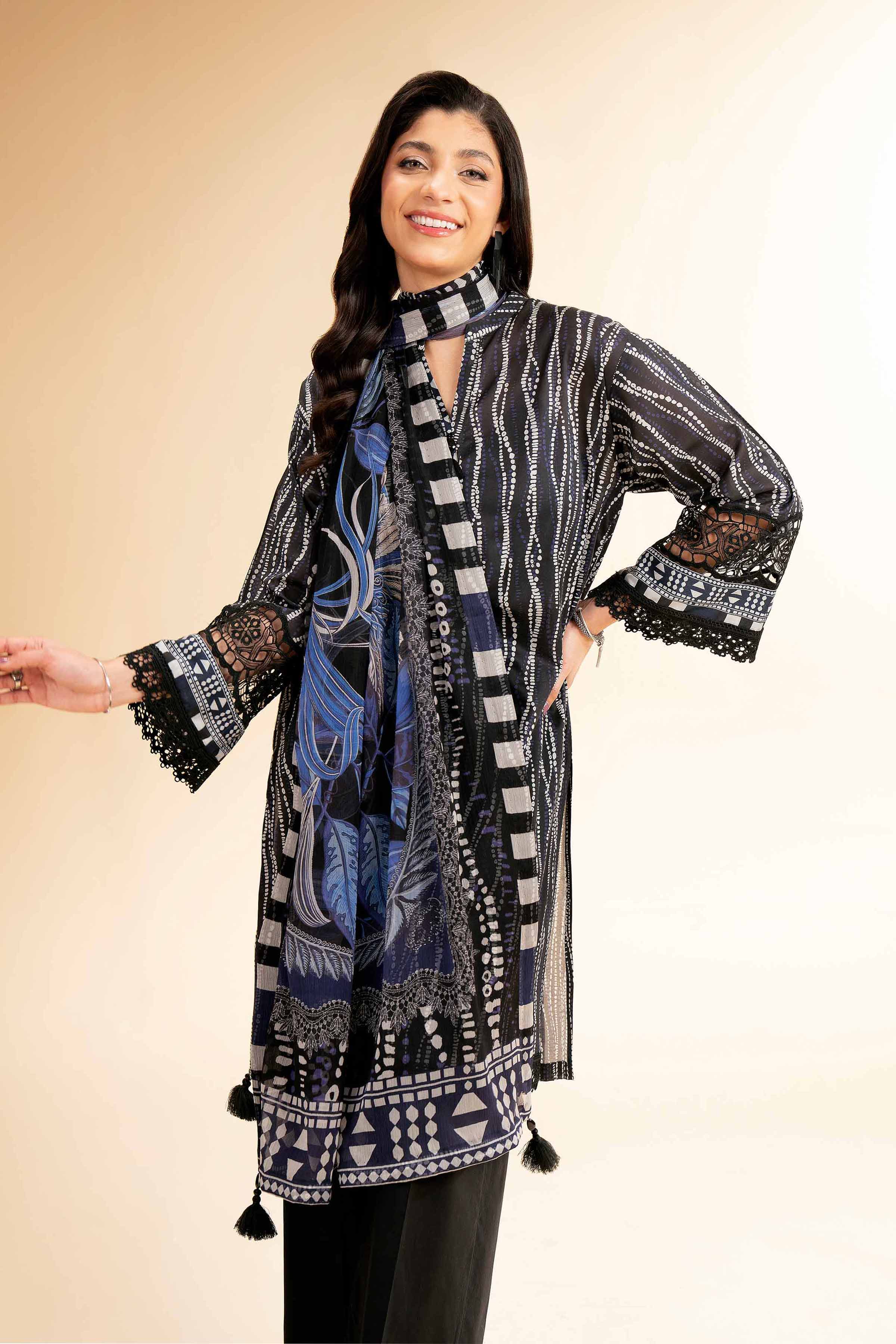 2 Piece - Printed With Laces Suit - 42501273 for Women - Unstitched Collection | Nishat | Shop Online
