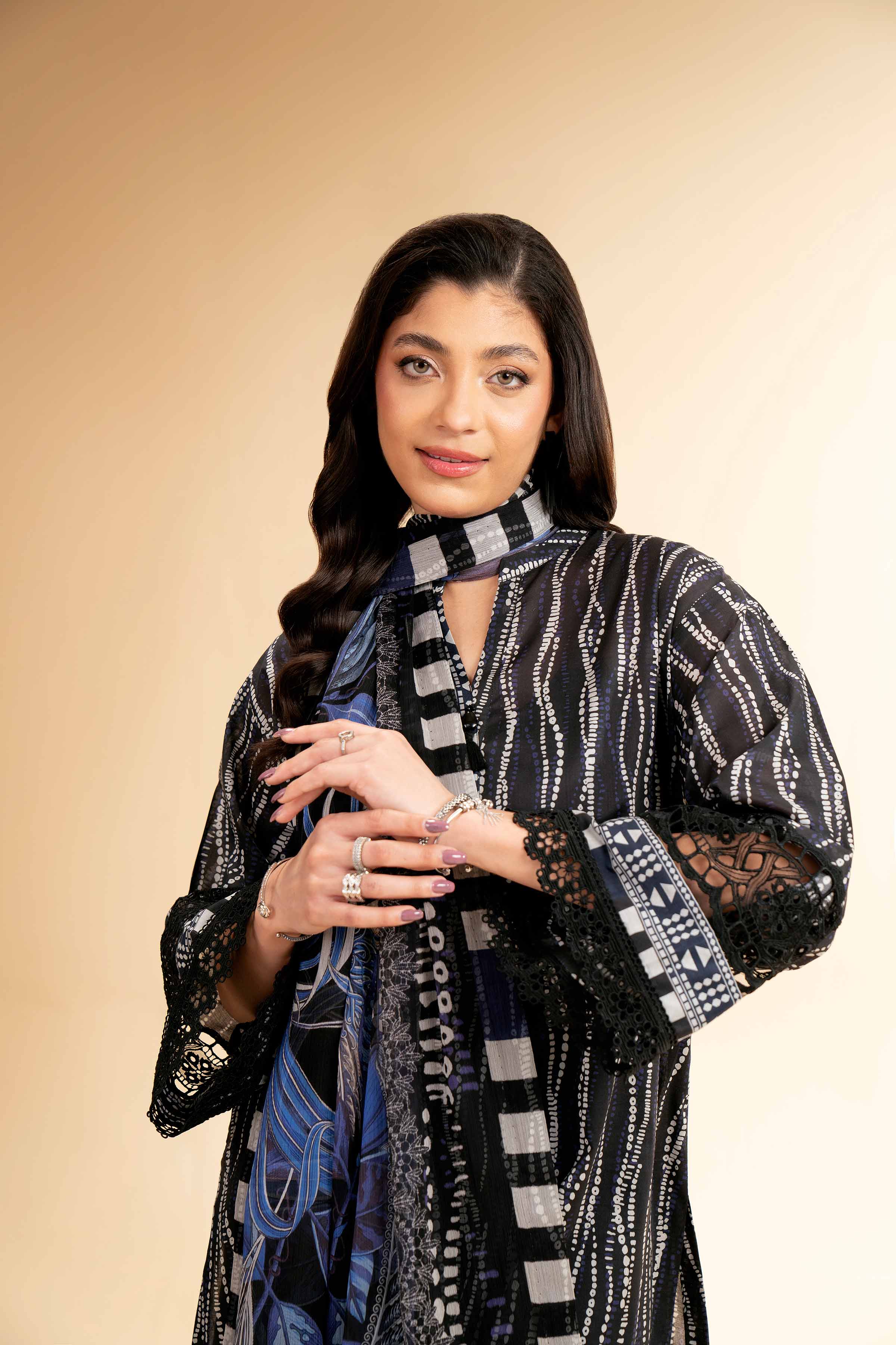 2 Piece - Printed With Laces Suit - 42501273 for Women - Unstitched Collection | Nishat | Shop Online