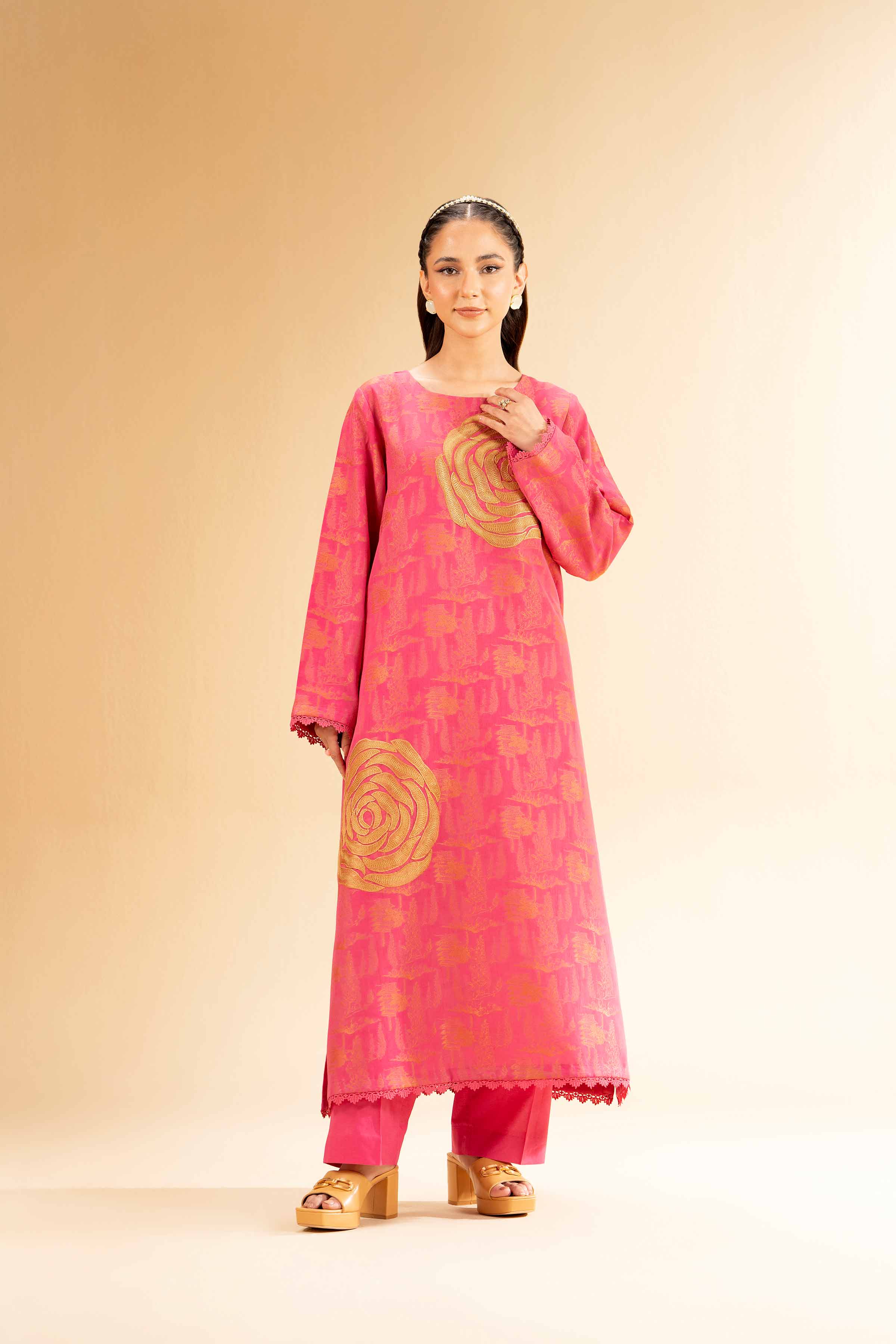 2 Piece - Jacquard Embroidered Suit - 42501290 for Women - Unstitched Collection | Nishat | Shop Online