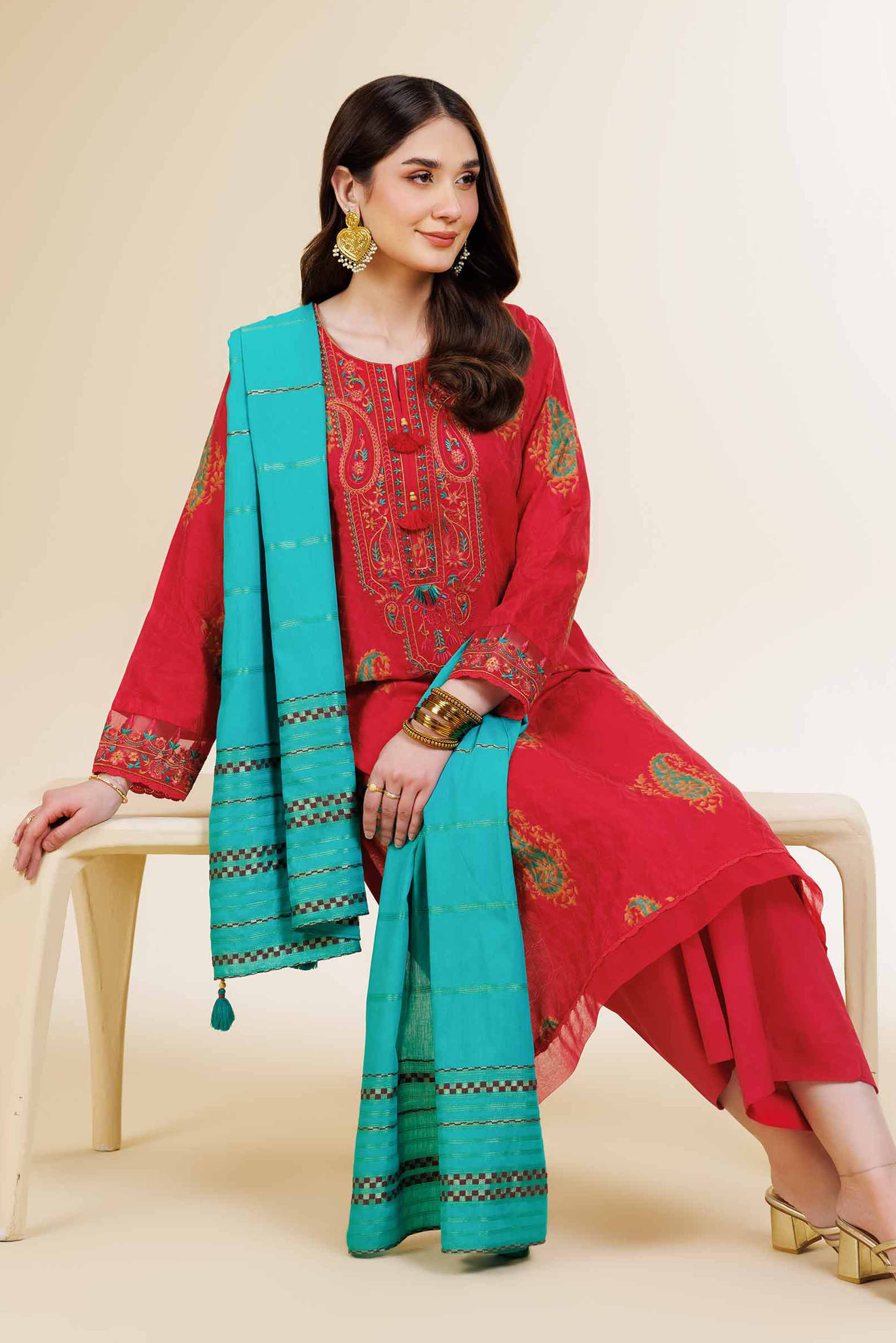 3 Piece - Digital Printed Jacquard Embroidered Suit - 42501296 for Women - Unstitched Collection | Nishat | Shop Online