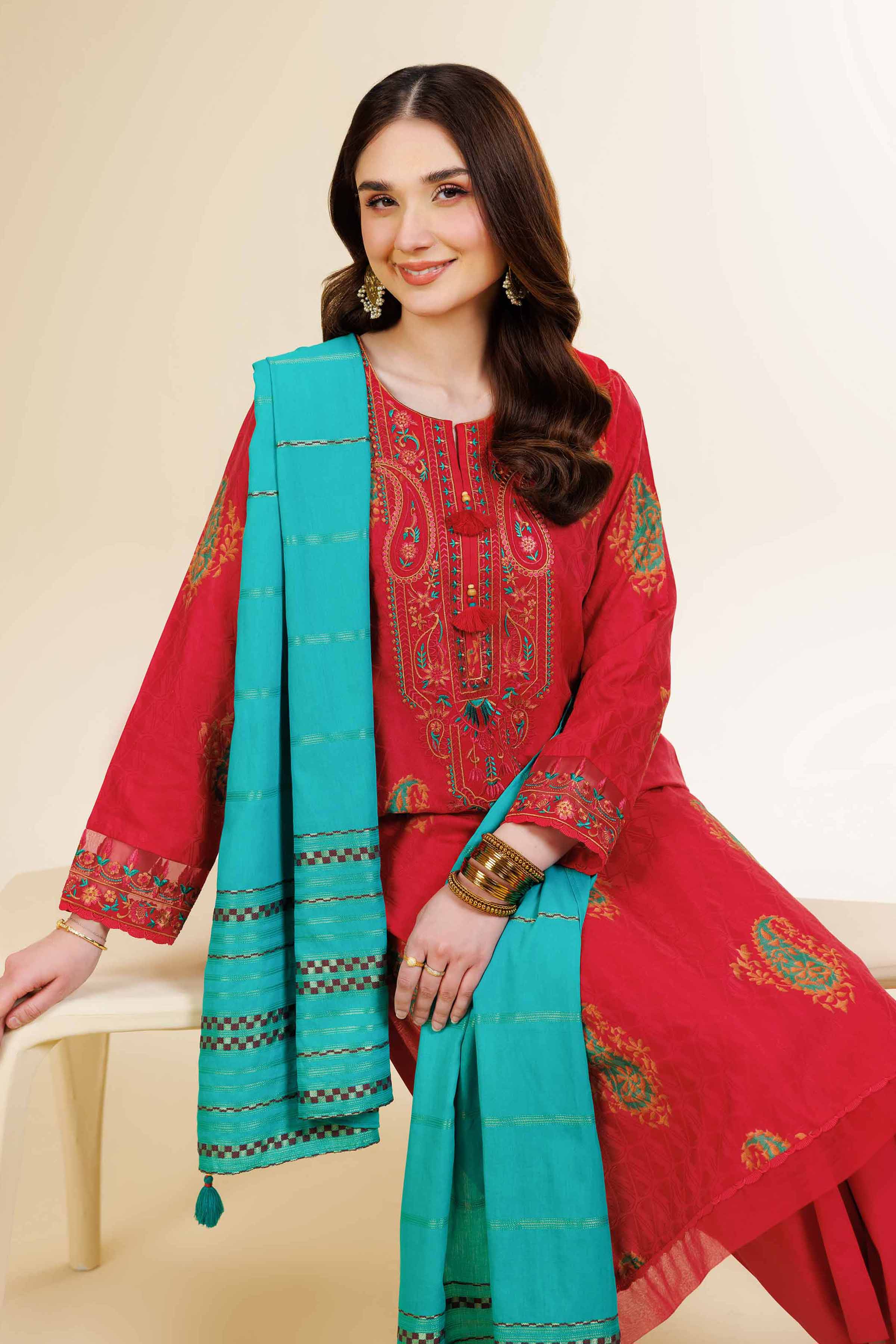 3 Piece - Digital Printed Jacquard Embroidered Suit - 42501296 for Women - Unstitched Collection | Nishat | Shop Online