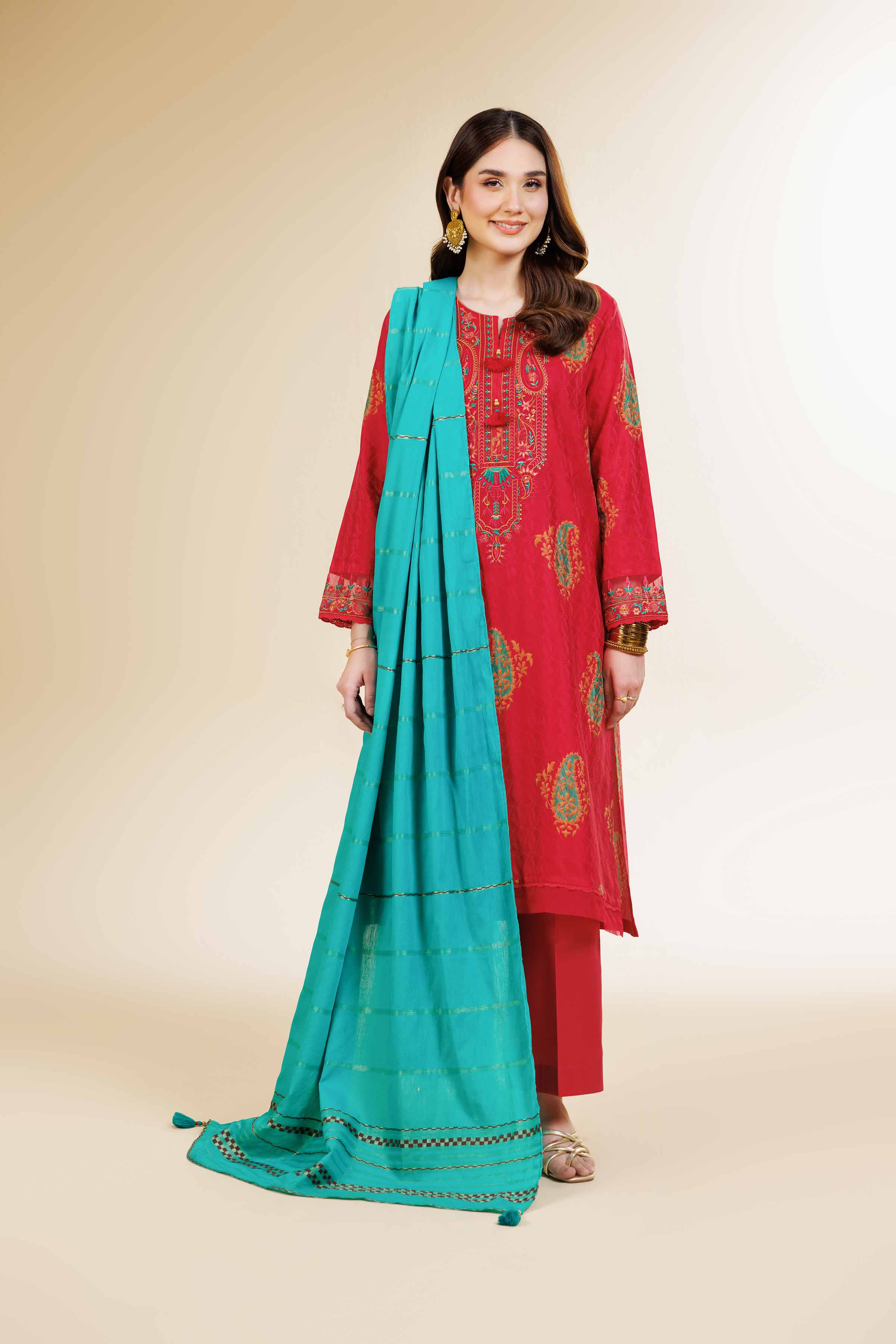 3 Piece - Digital Printed Jacquard Embroidered Suit - 42501296 for Women - Unstitched Collection | Nishat | Shop Online