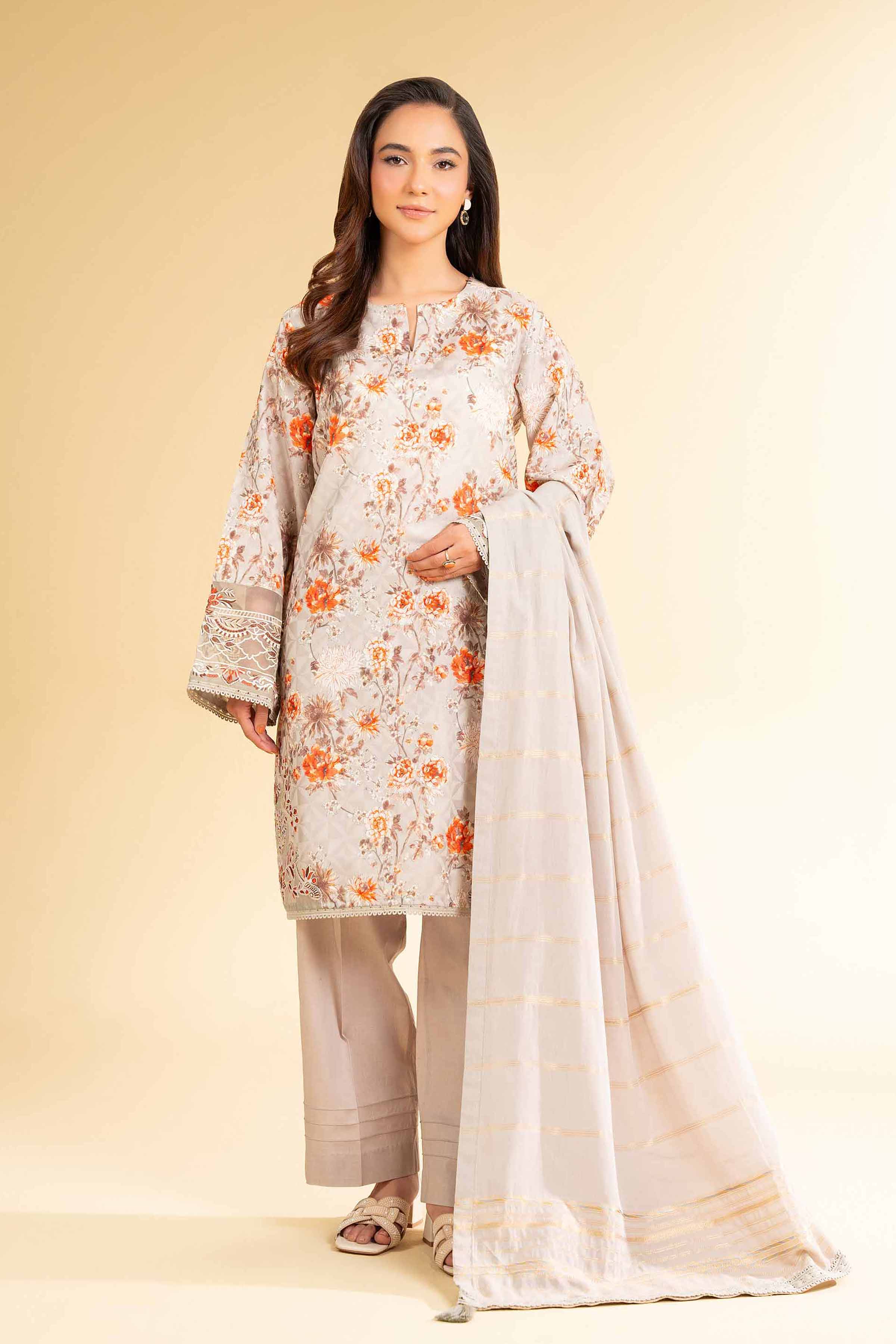 3 Piece - Digital Printed Jacquard Embroidered Suit - 42501297 for Women - Unstitched Collection | Nishat | Shop Online