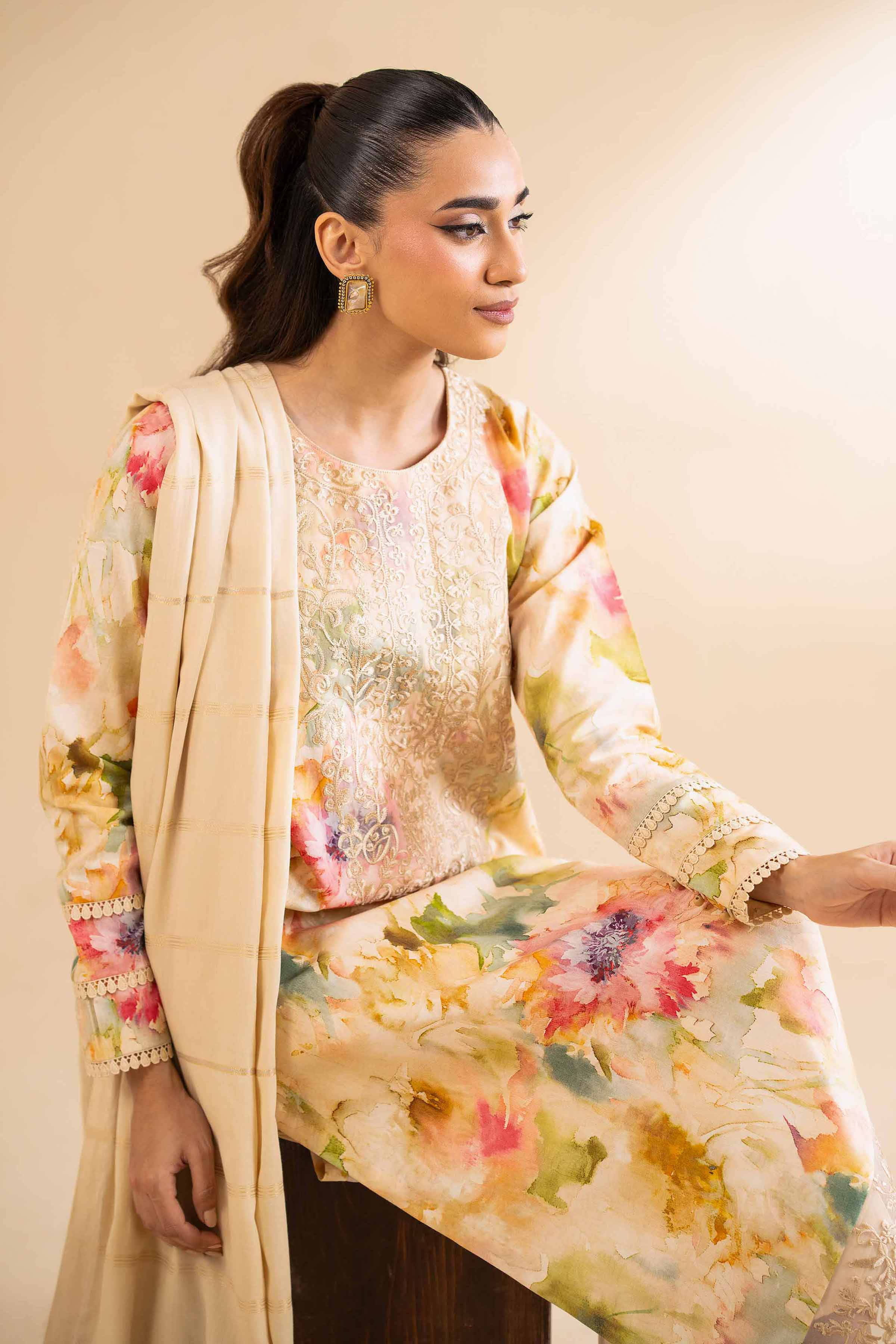 3 Piece - Digital Printed Jacquard Embroidered Suit - 42501301 for Women - Unstitched Collection | Nishat | Shop Online