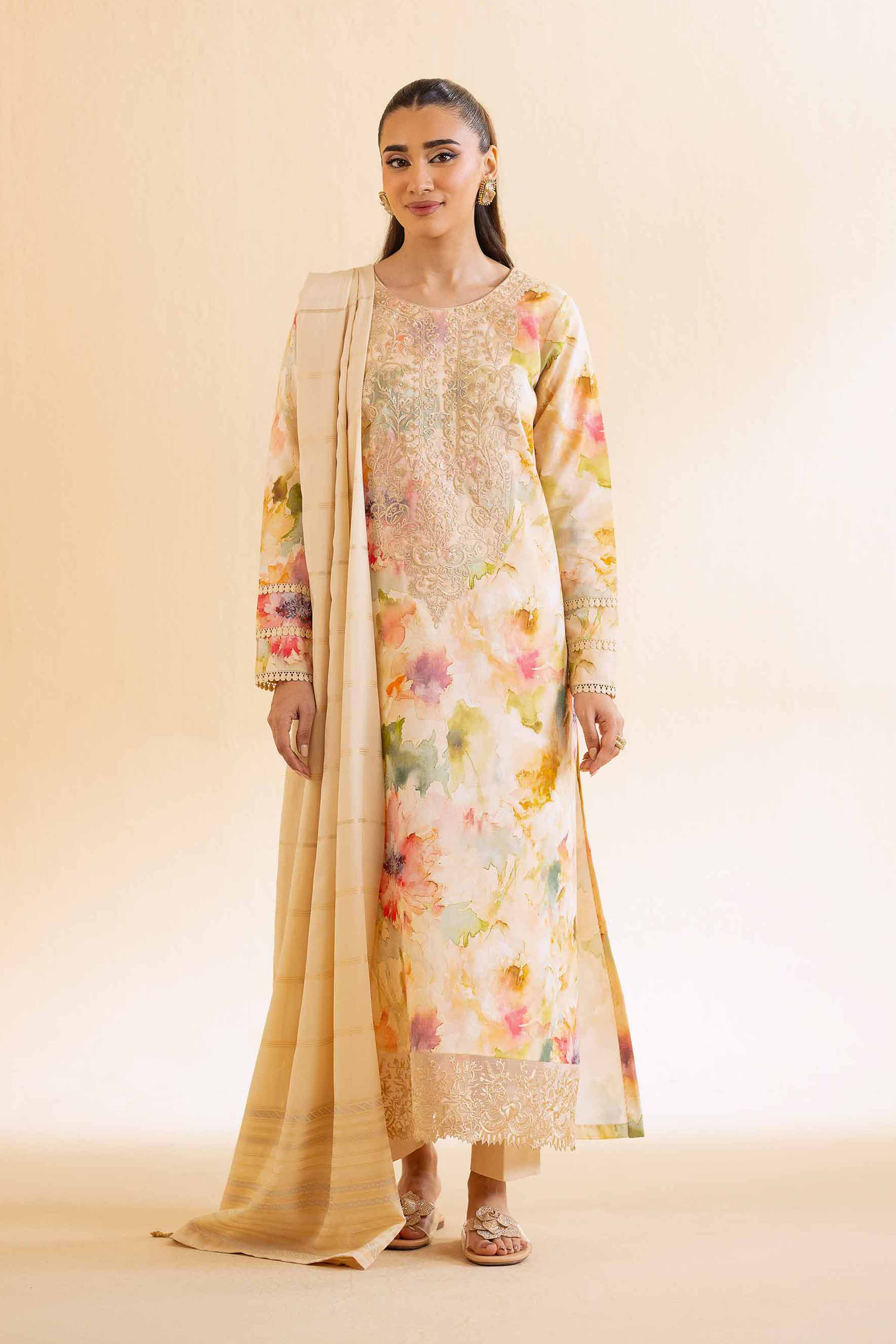 3 Piece - Digital Printed Jacquard Embroidered Suit - 42501301 for Women - Unstitched Collection | Nishat | Shop Online