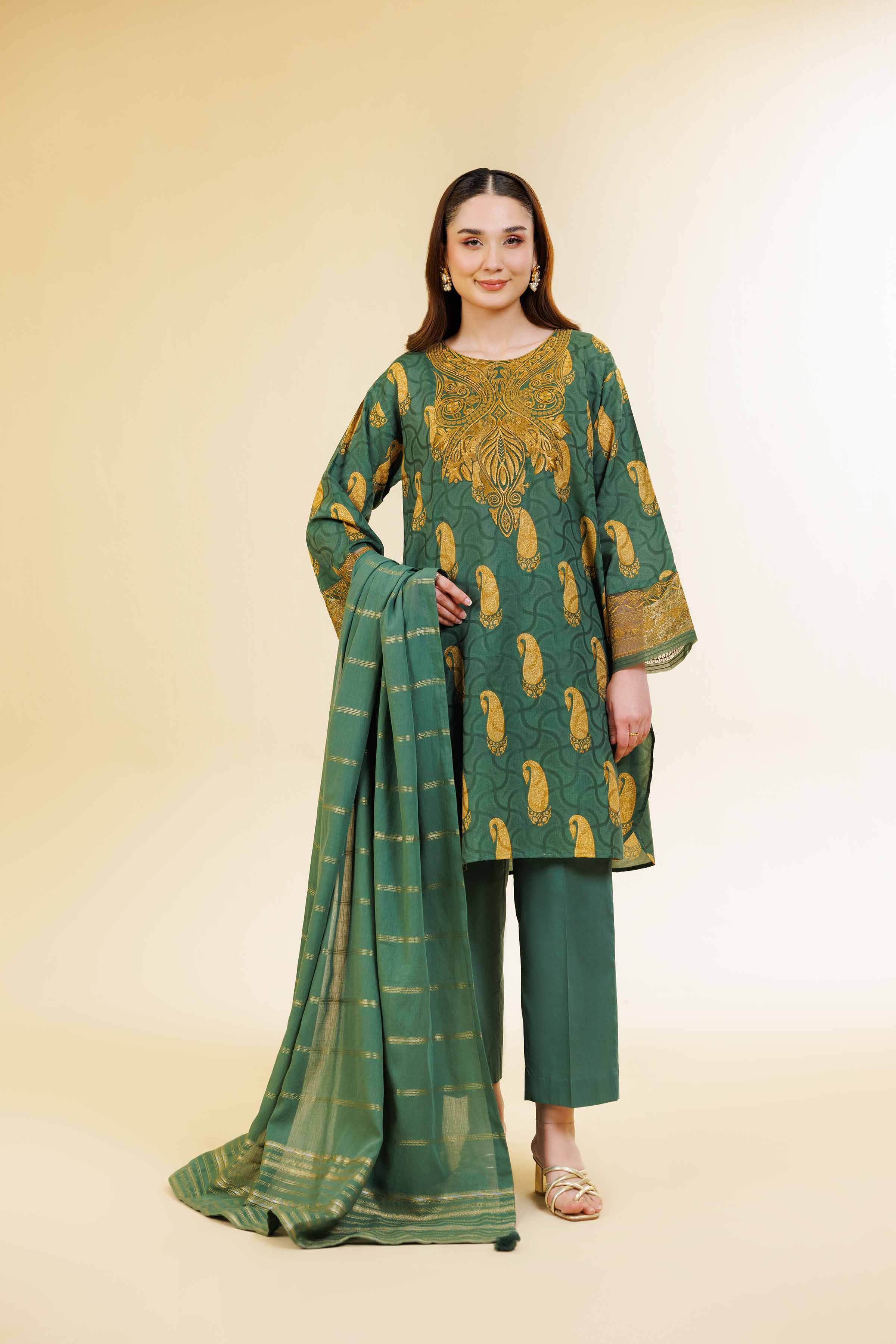 3 Piece - Digital Printed Jacquard Embroidered Suit - 42501302 for Women - Unstitched Collection | Nishat | Shop Online