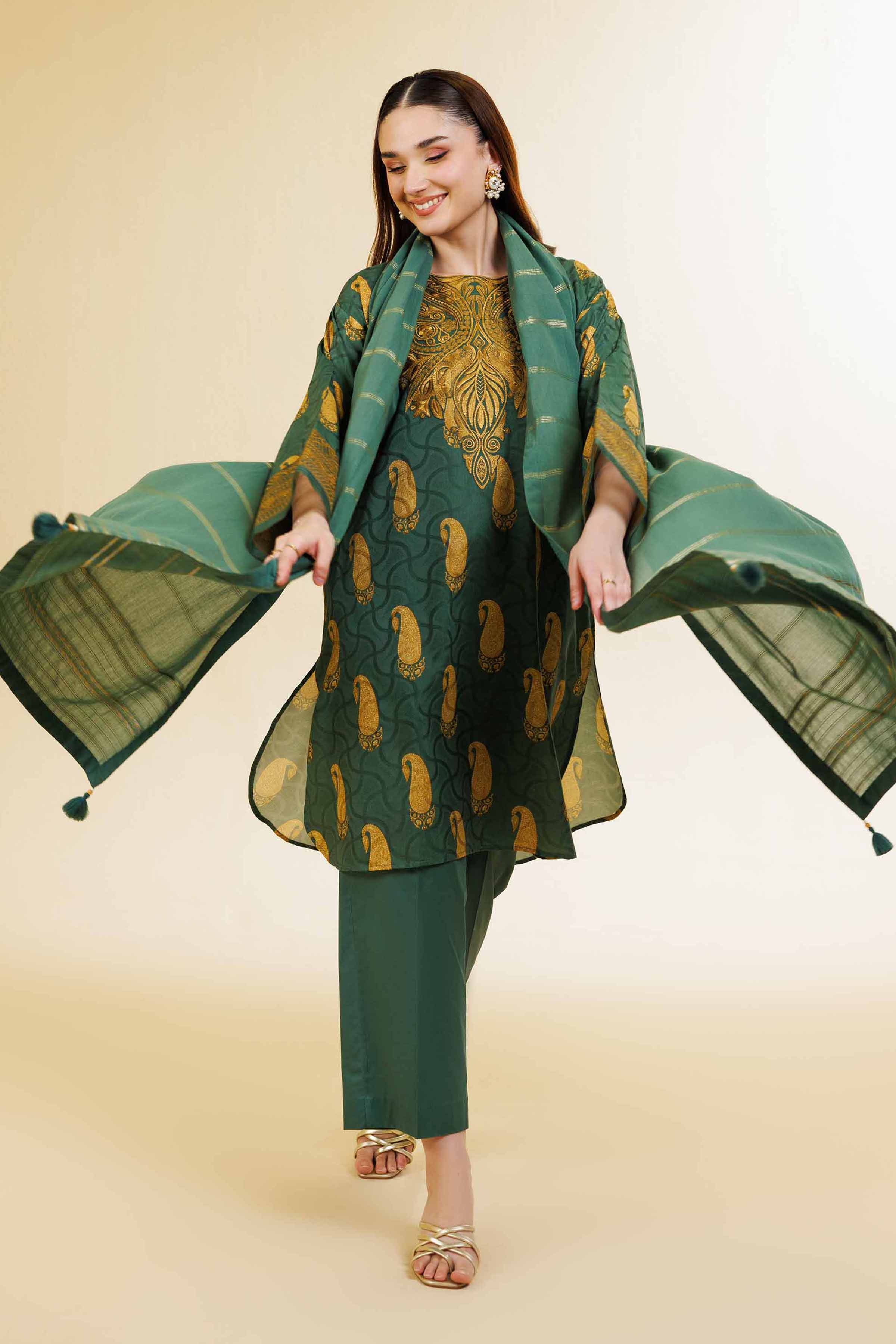 3 Piece - Digital Printed Jacquard Embroidered Suit - 42501302 for Women - Unstitched Collection | Nishat | Shop Online