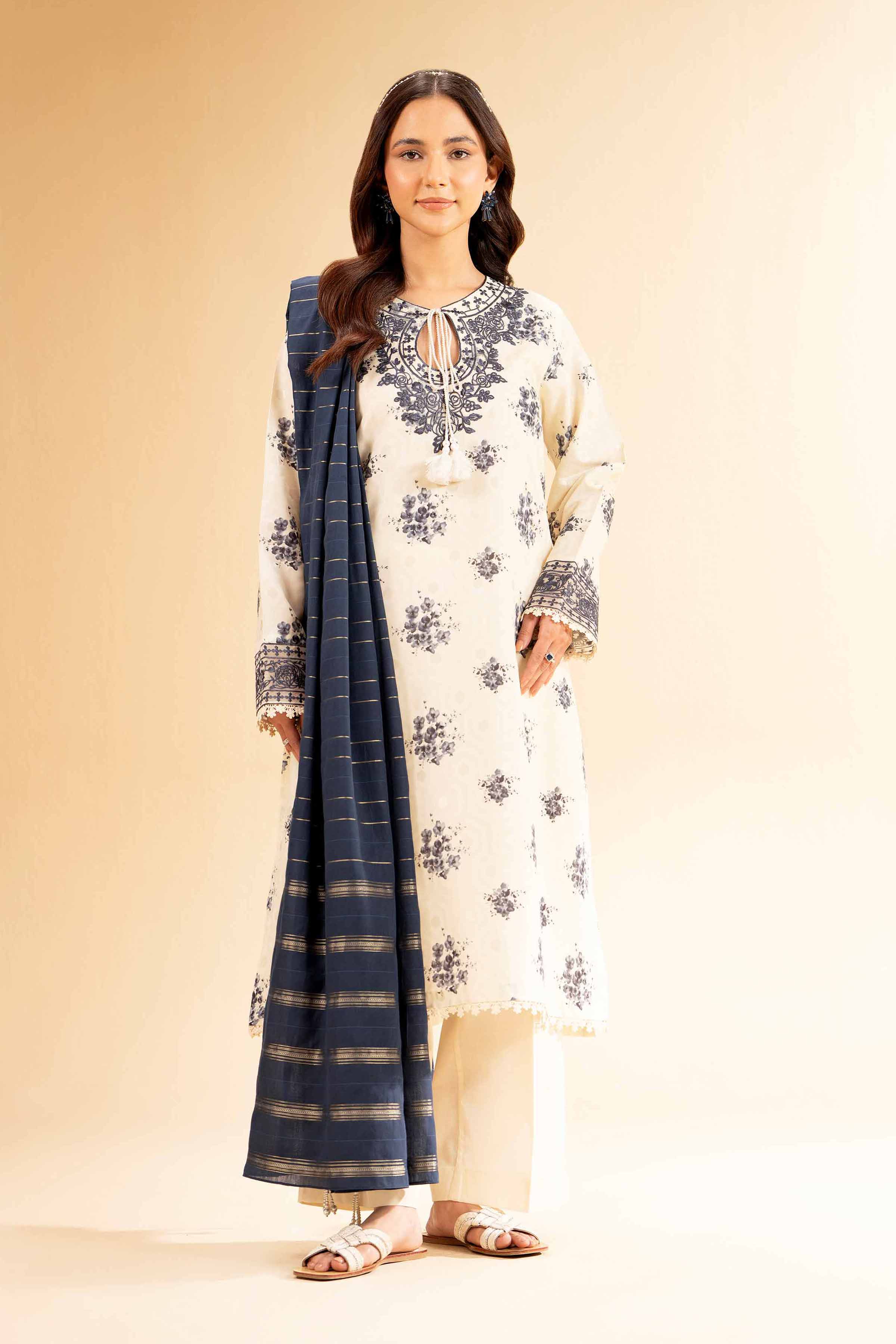 3 Piece - Digital Printed Jacquard Embroidered Suit - 42501303 for Women - Unstitched Collection | Nishat | Shop Online