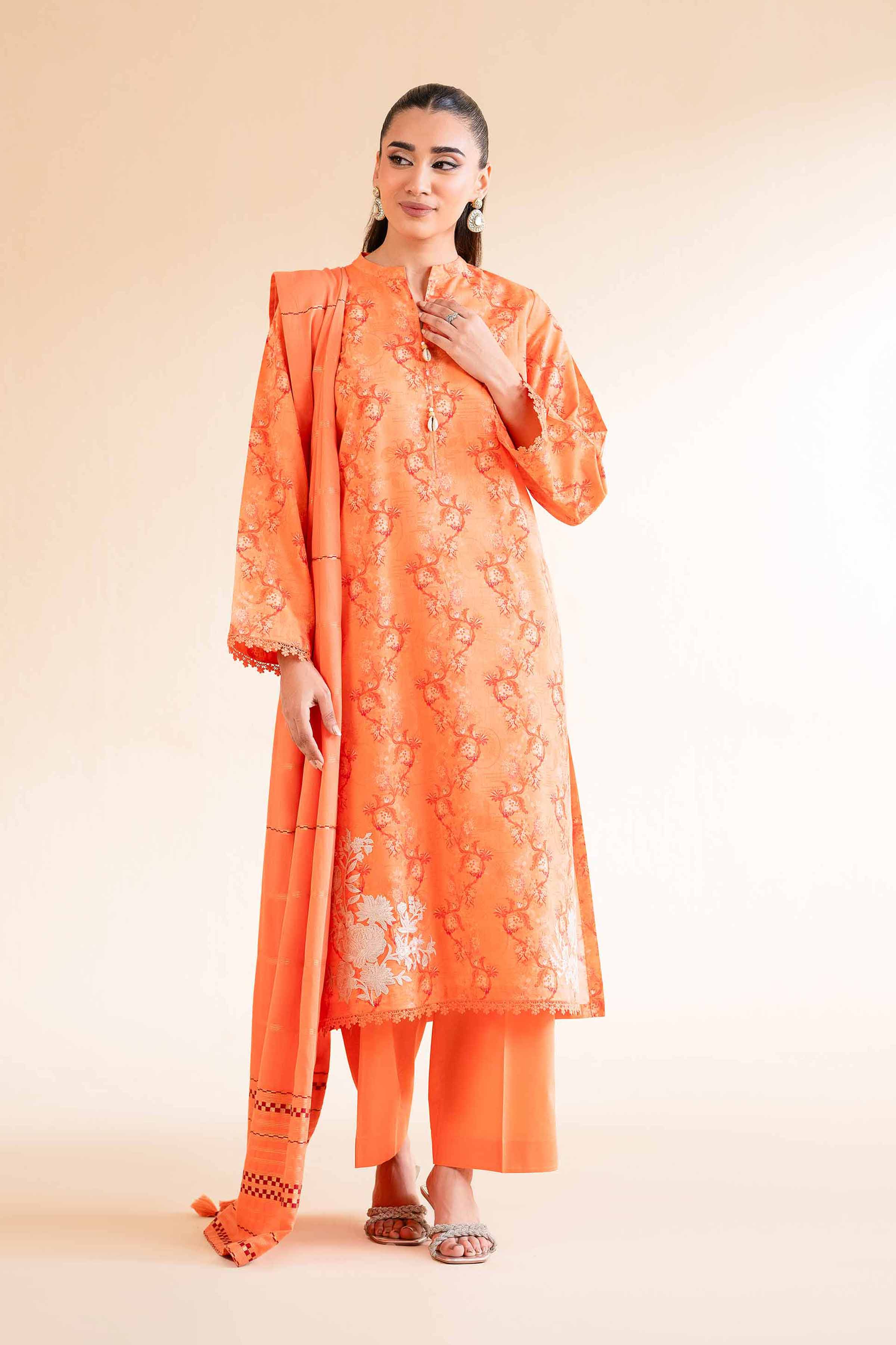 3 Piece - Digital Printed Jacquard Embroidered Suit - 42501304 for Women - Unstitched Collection | Nishat | Shop Online