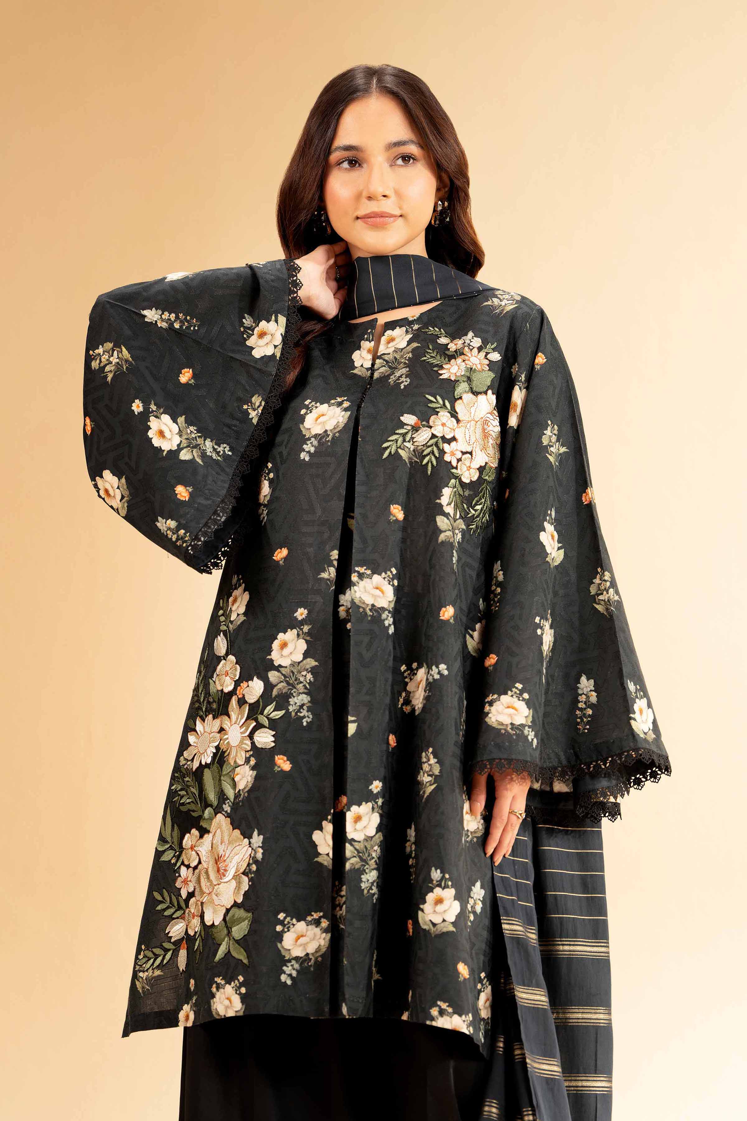 3 Piece - Digital Printed Jacquard Embroidered Suit - 42501305 for Women - Unstitched Collection | Nishat | Shop Online