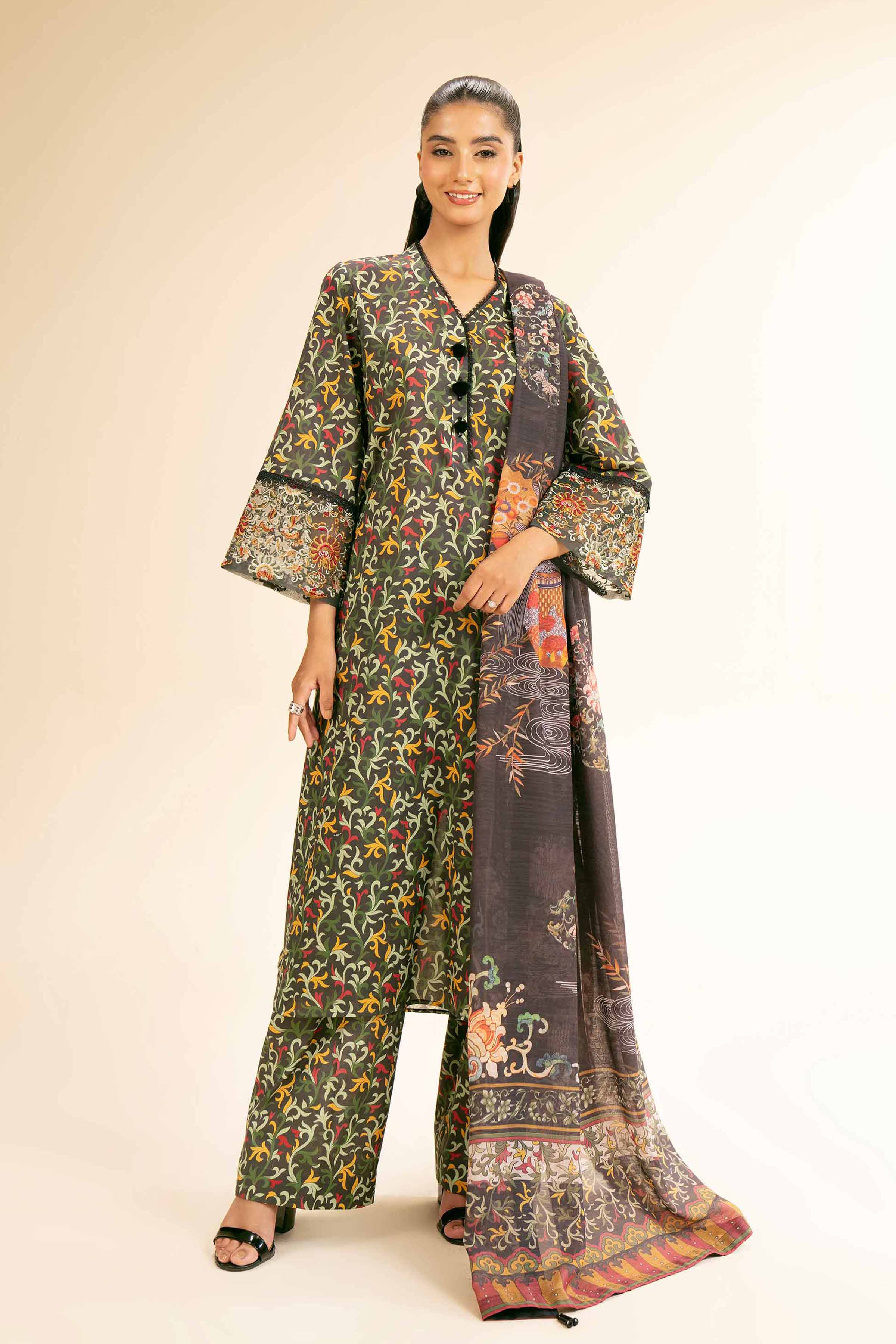 3 Piece - Printed Embroidered Suit - 42501314 for Women - Unstitched Collection | Nishat | Shop Online